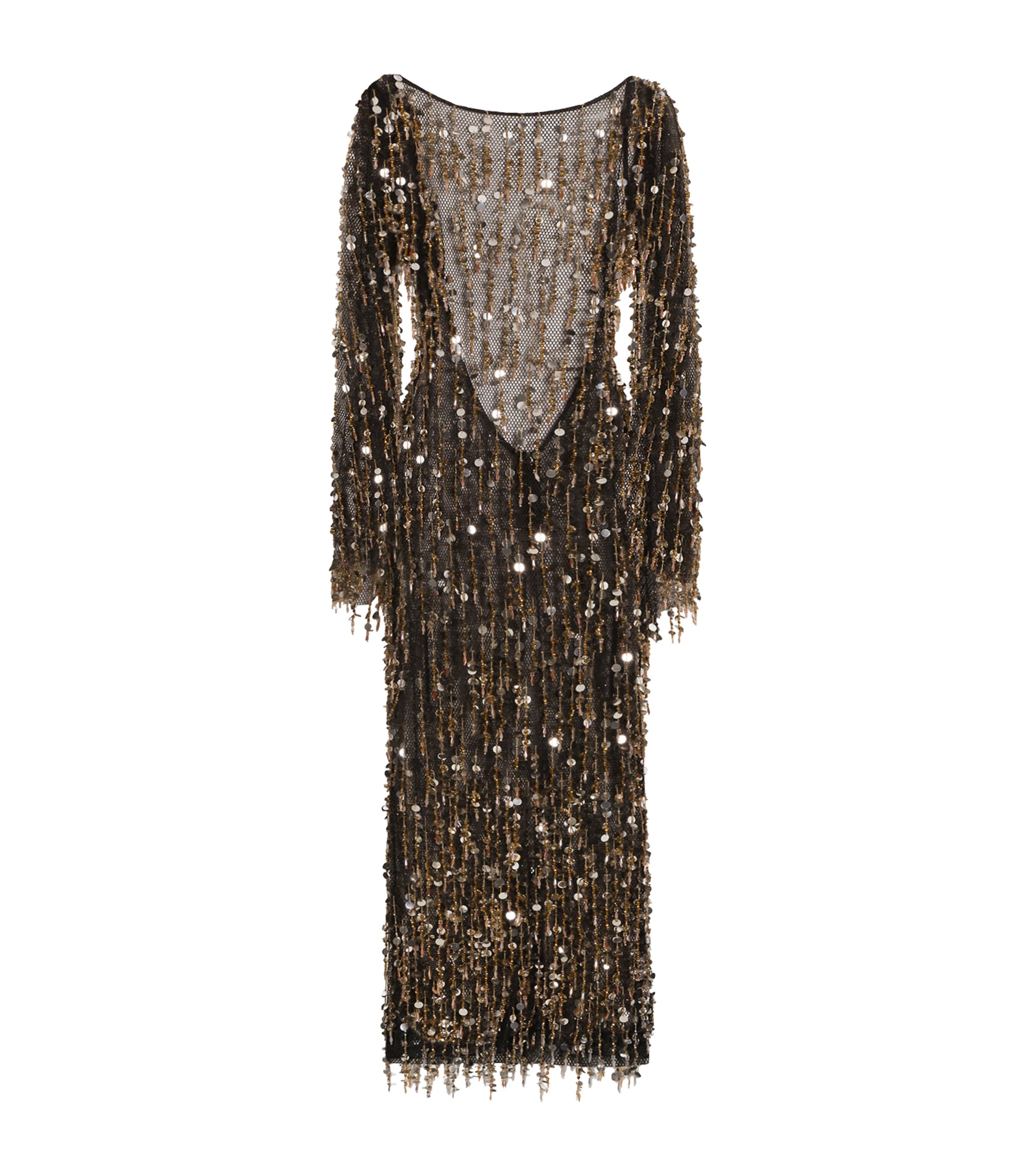 Sequin Mesh Midi Dress