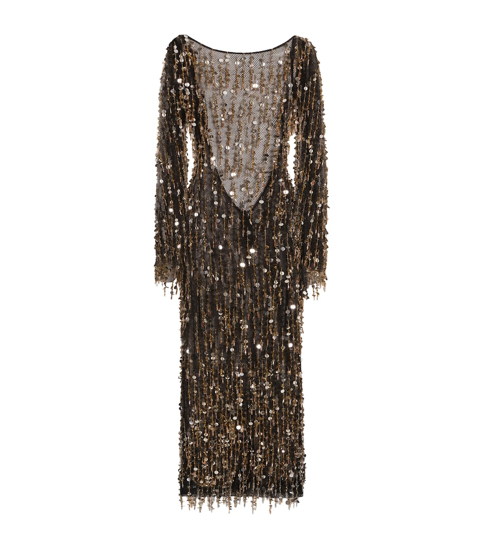 Sequin Mesh Midi Dress
