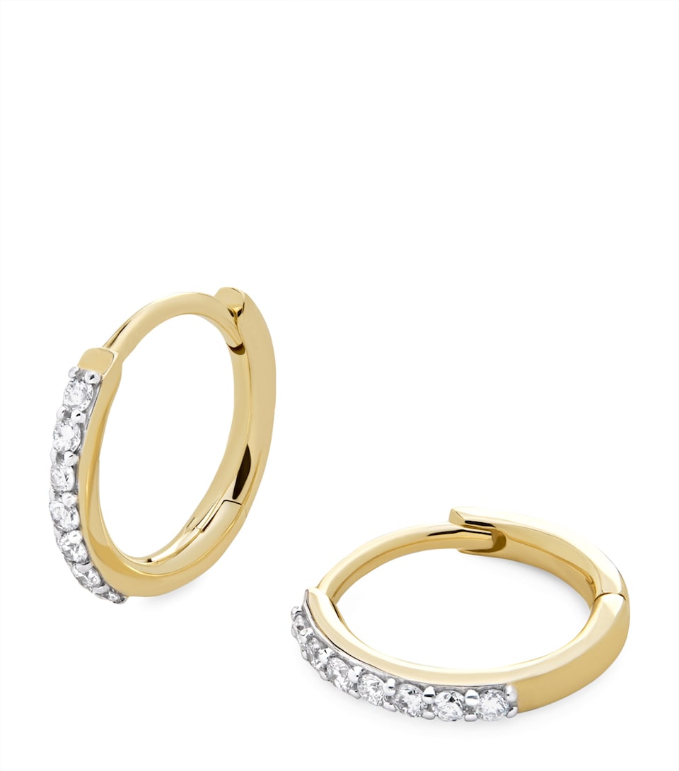 Monica Vinader Yellow Gold and Diamond Huggie Earrings Solid Gold