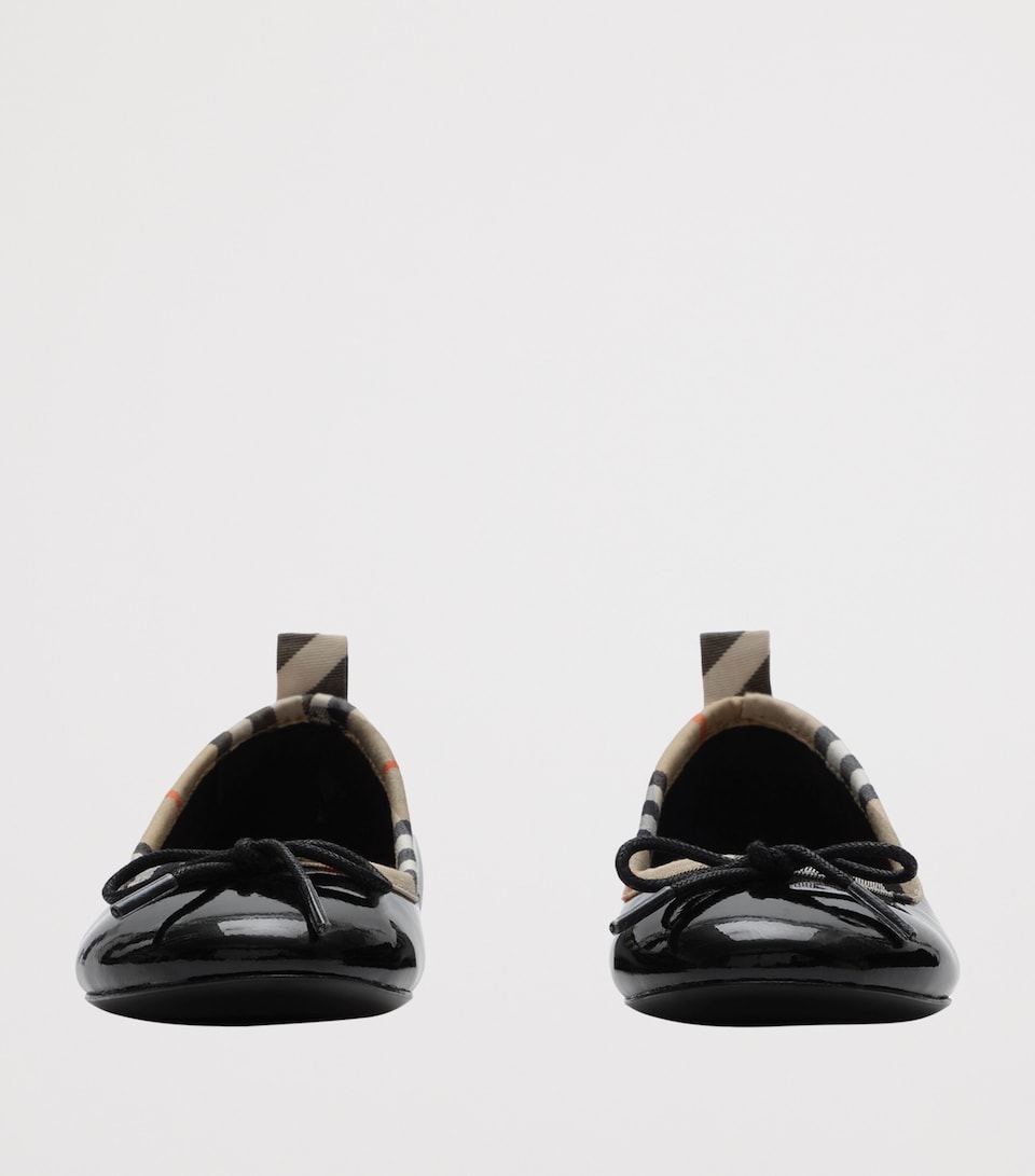 Burberry Kids Patent Check-Trim Ballet Flats Black