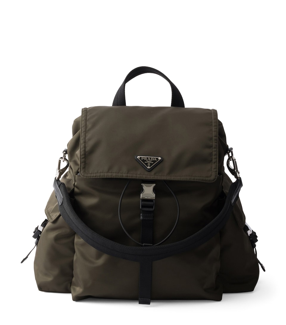 Prada Re-Nylon and Leather Explore Backpack Green