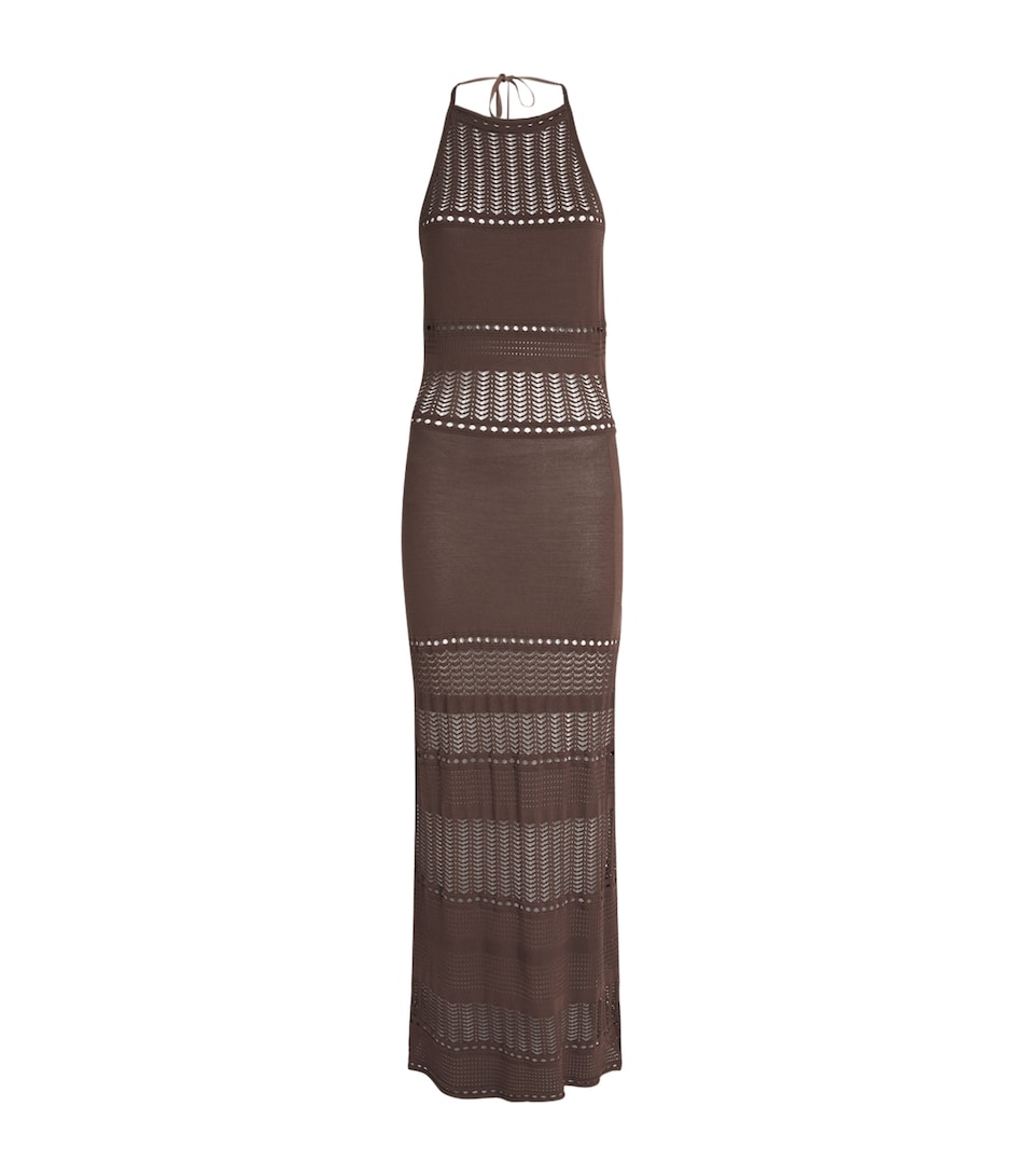 AWAY THAT DAY Womens Halterneck Zanzibar Maxi Dress Espresso