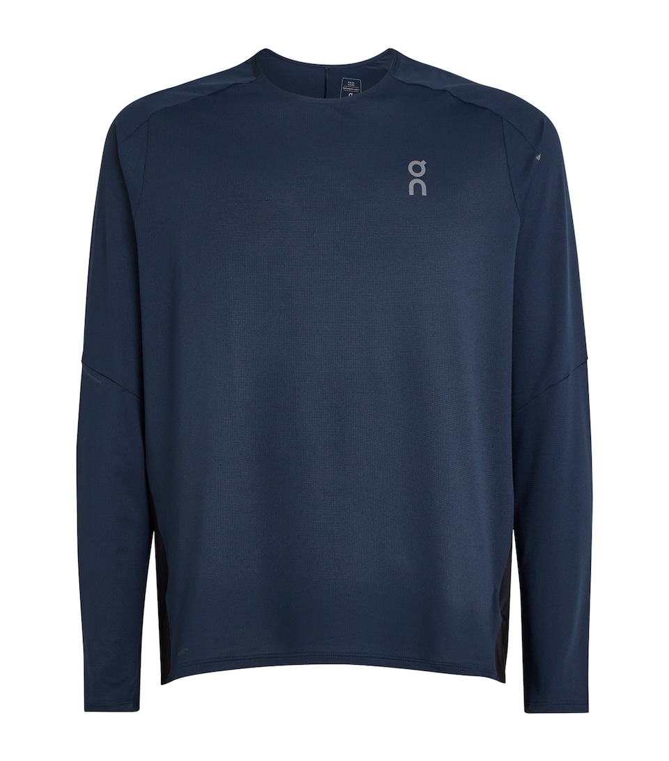 On Mens Performance Long-Sleeve Running T-Shirt Navy | Black
