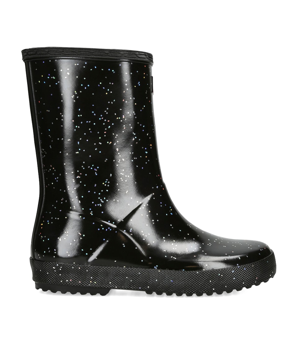 Hunter Kids Giant Glitter First Wellington Boots Black