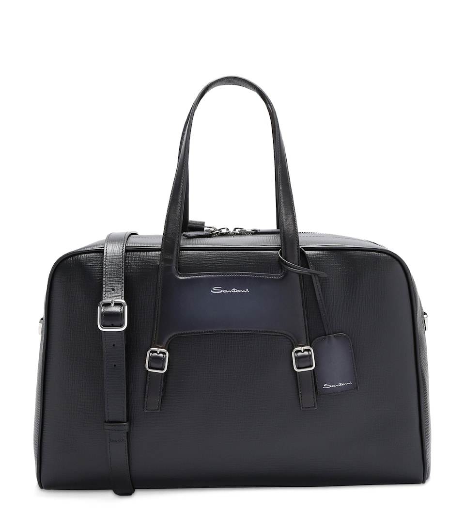 Santoni Leather Weekend Bag Black