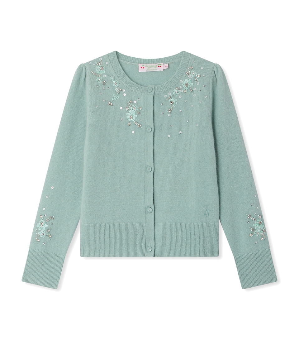 Bonpoint Cashmere Sequin-Detail Cardigan (10-14 Years) Vert De Gris