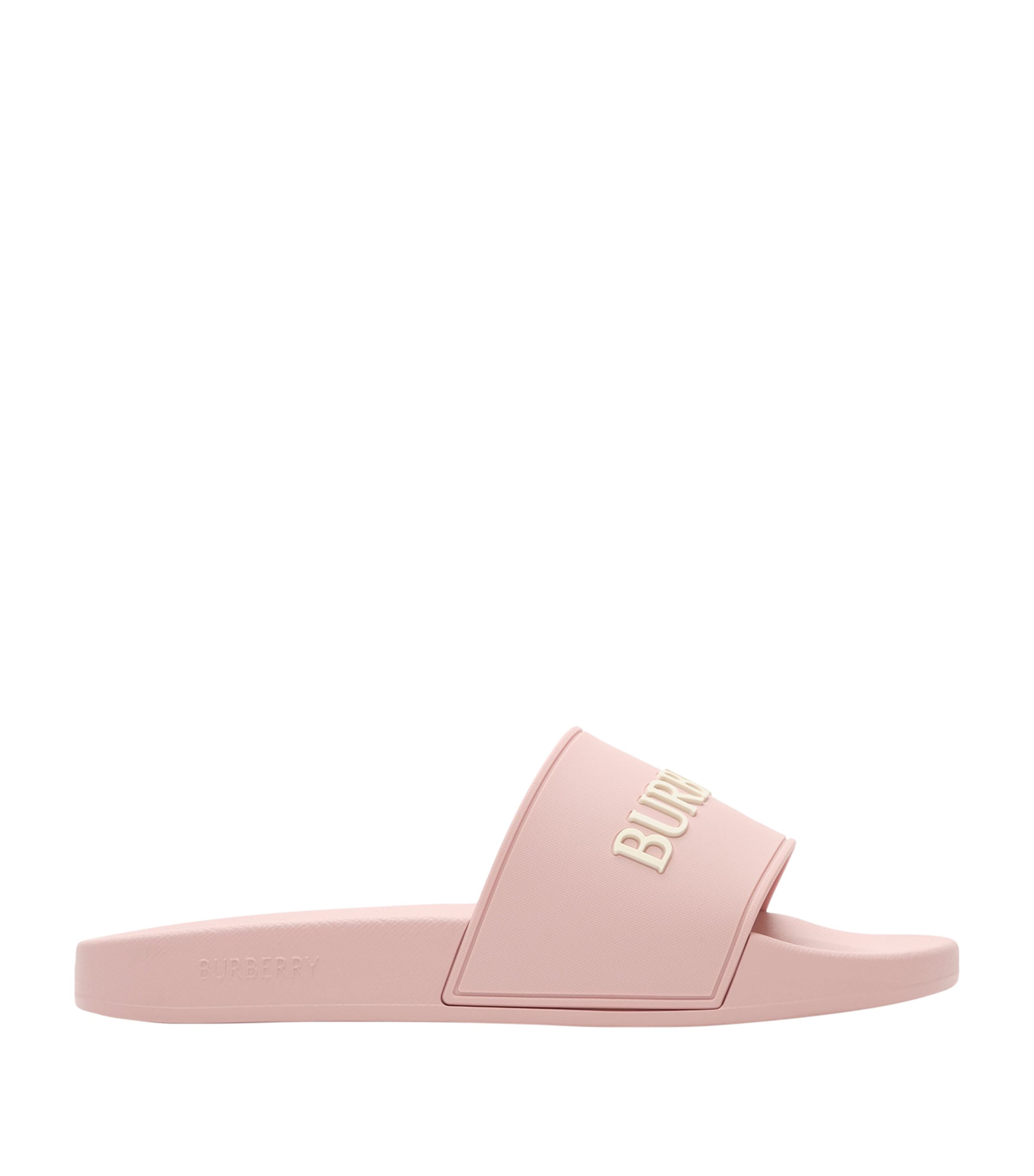 Burberry Logo Slides Candy Pink Dove Beig