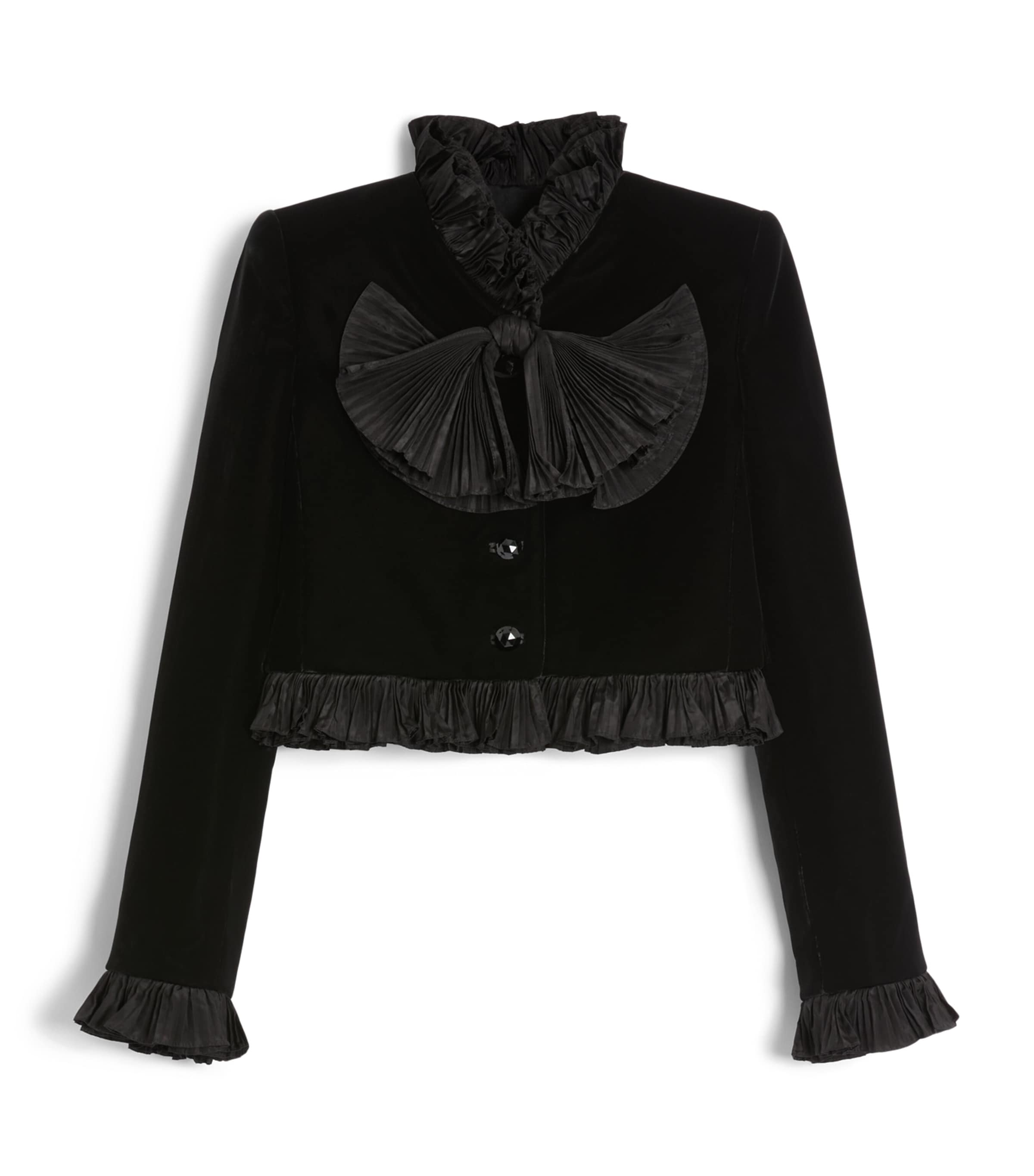 Velour Plissé-Detailing Jacket