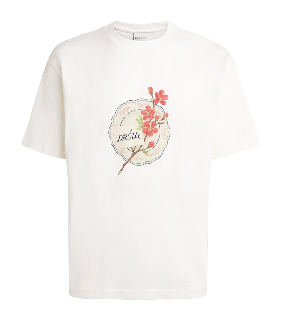 Drôle de Monsieur Mens Cotton Porcelain Printed T-Shirt Off White