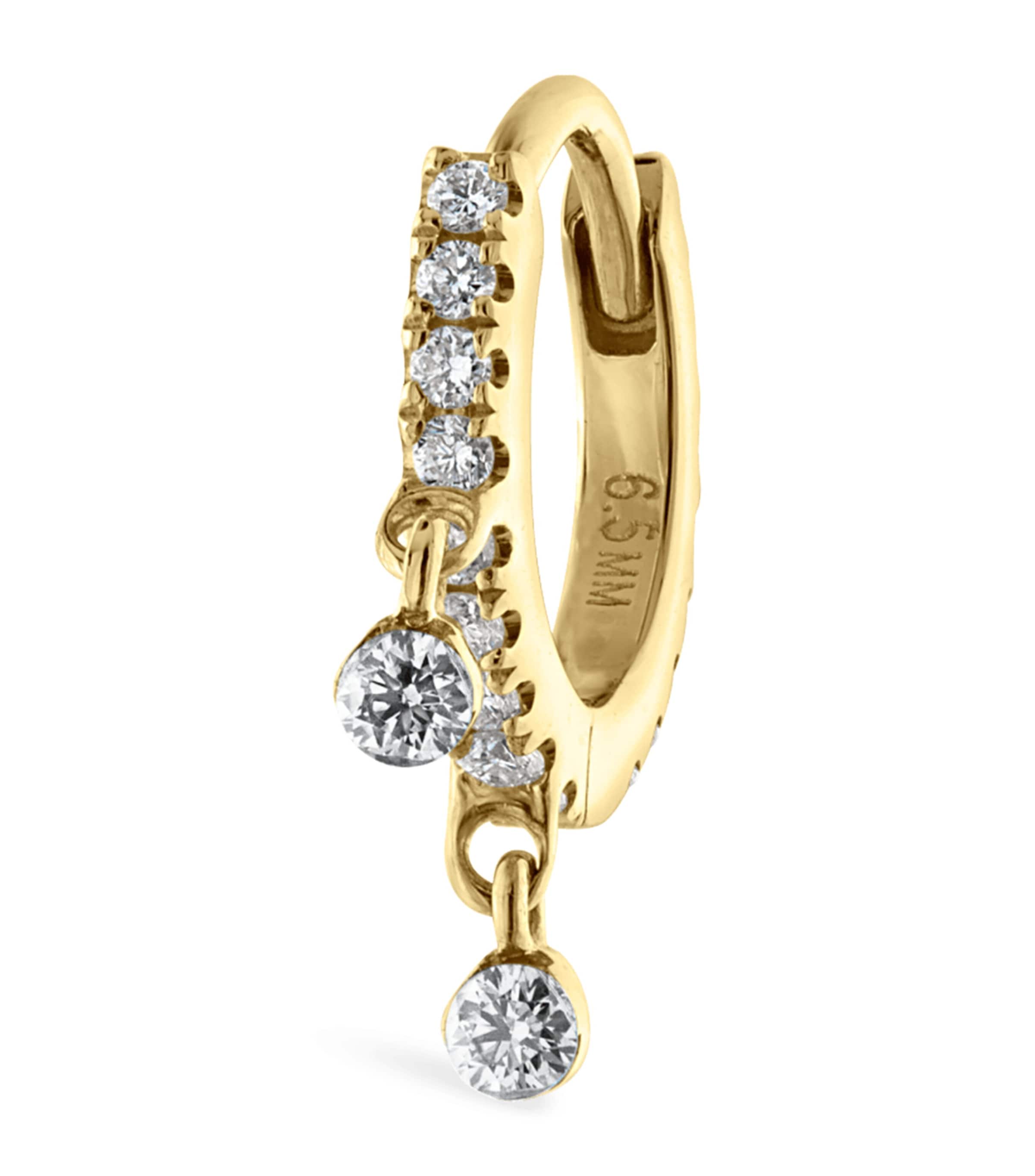 Maria Tash Diamond Eternity Double Dangle Earring (6.5mm) Yellow Gold