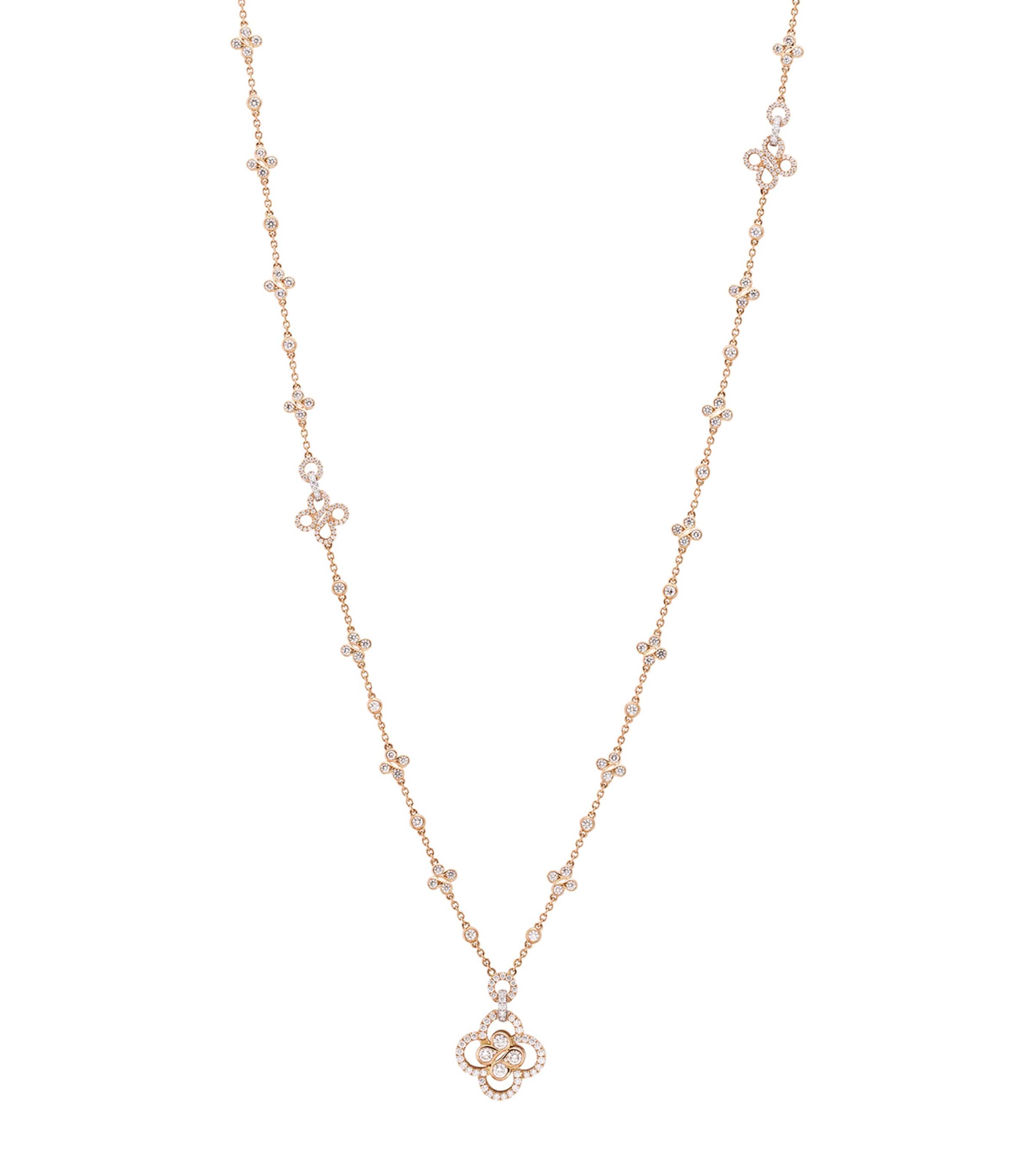 Boodles Rose Gold and Diamond Be Boodles Long Necklace Rose Gold