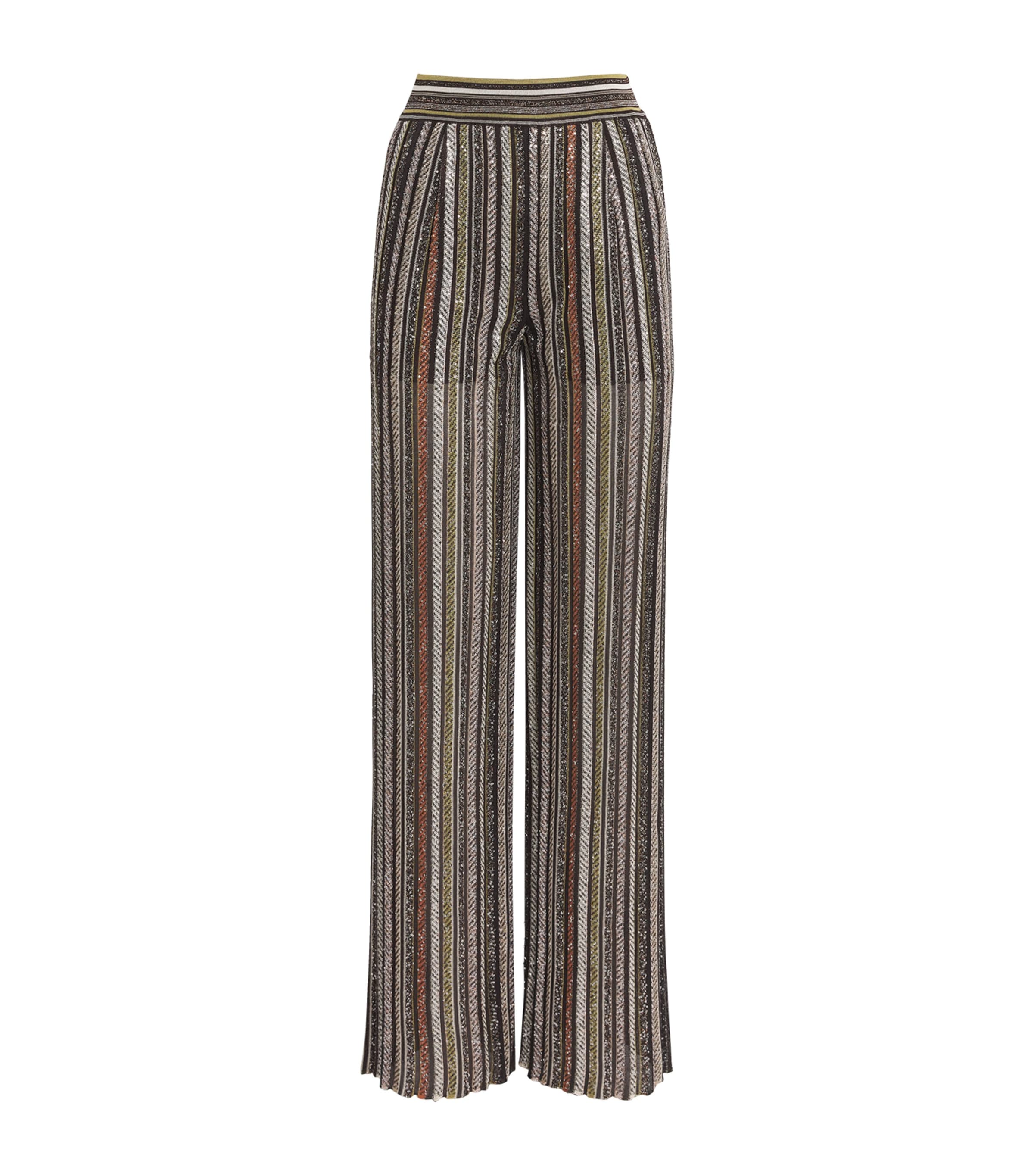 Knitted Stripe Wide-Leg Trousers