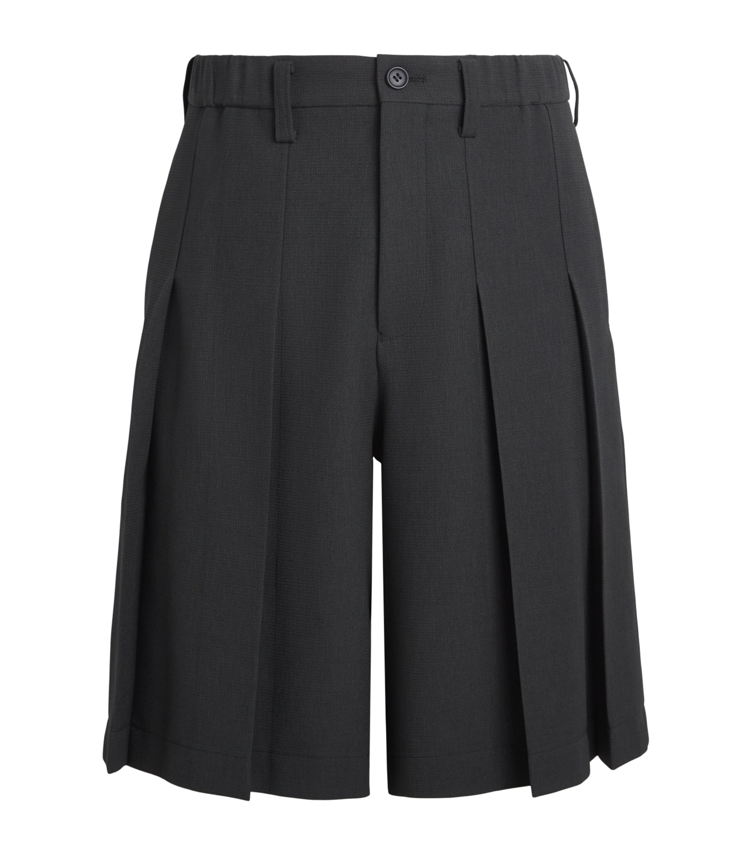 IM MEN Mens Pleated Cornice Shorts Charcoal Gray