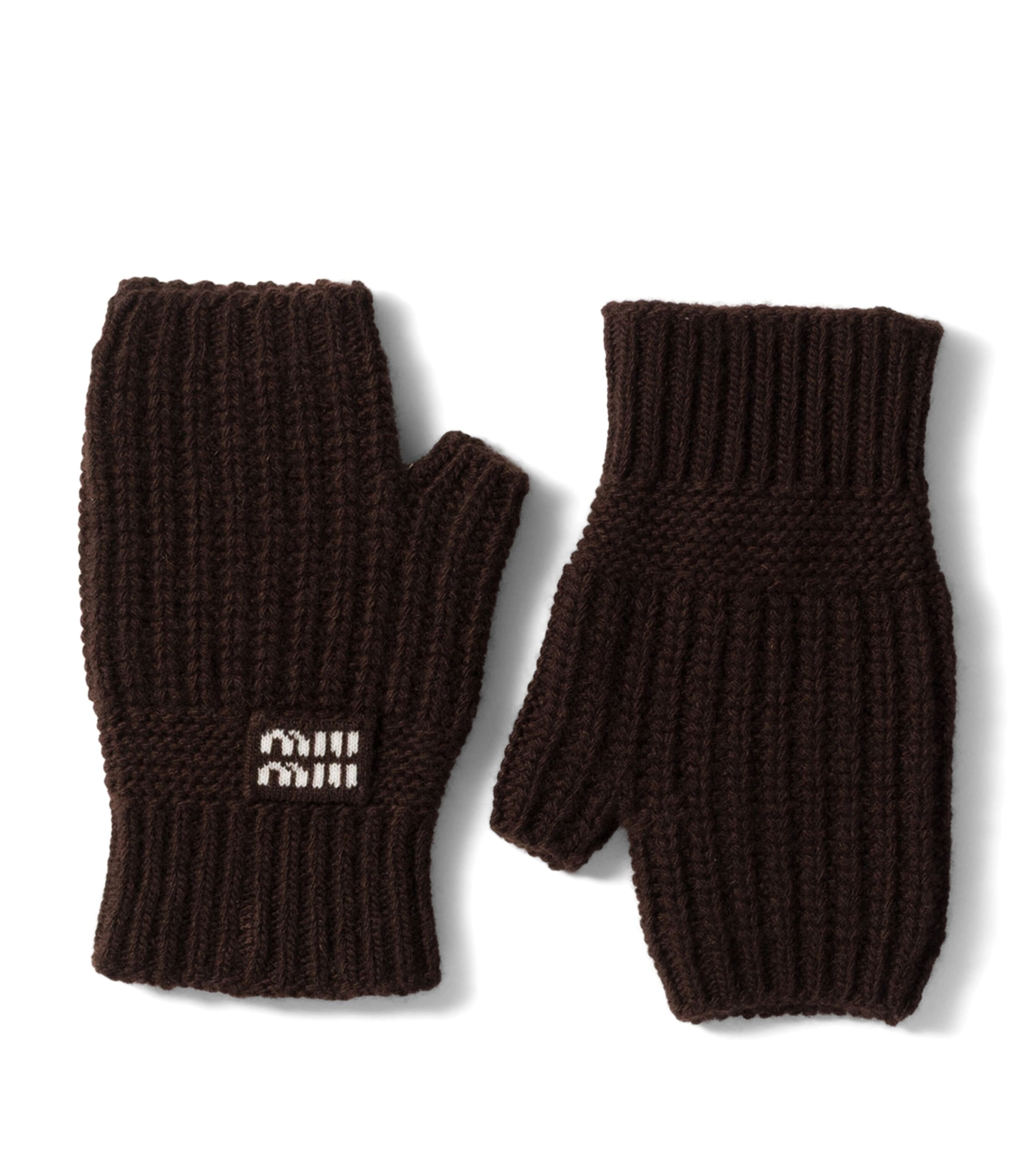 Wool-Cashmere-Blend Logo Gloves