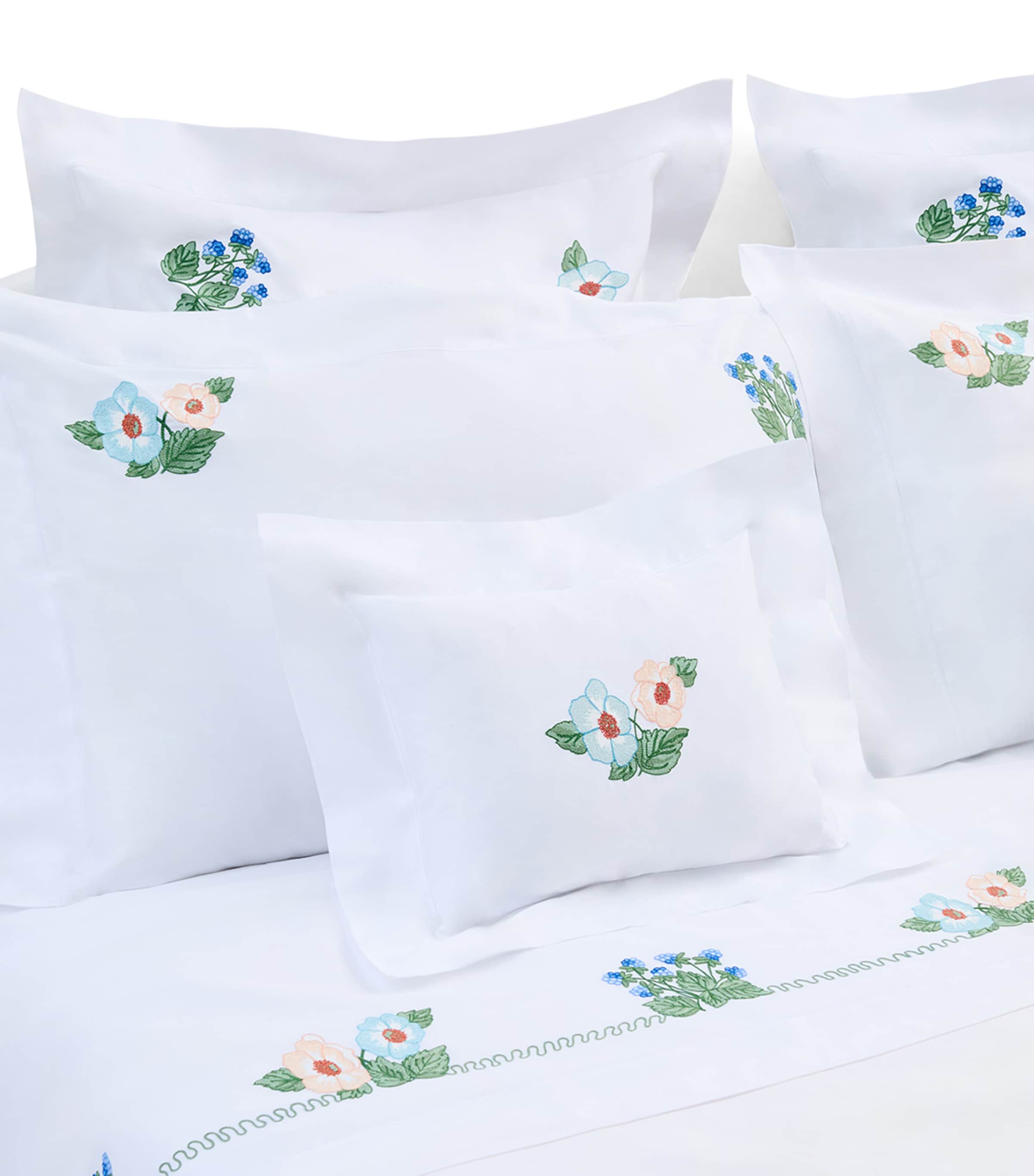 Loretta Caponi Cotton Flowers and Blackberries Boudoir Pillowcase (30cm x 40cm)