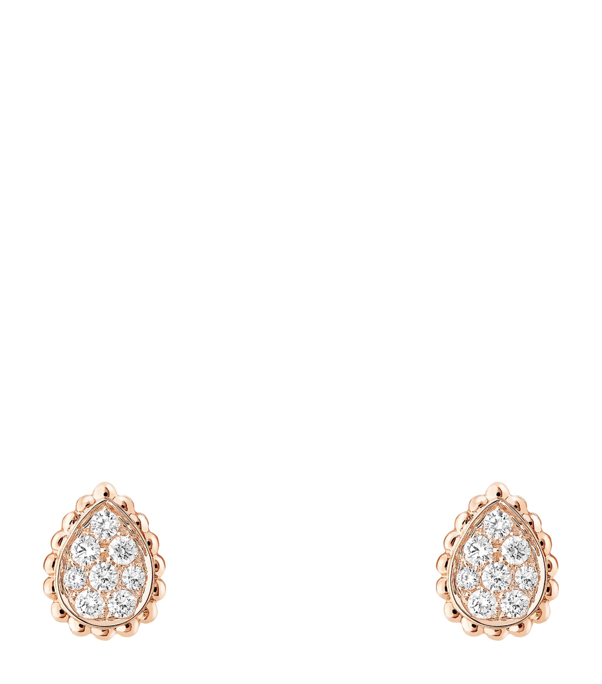 Extra Small Rose Gold and Diamond Serpent Bohème Motif Earrings