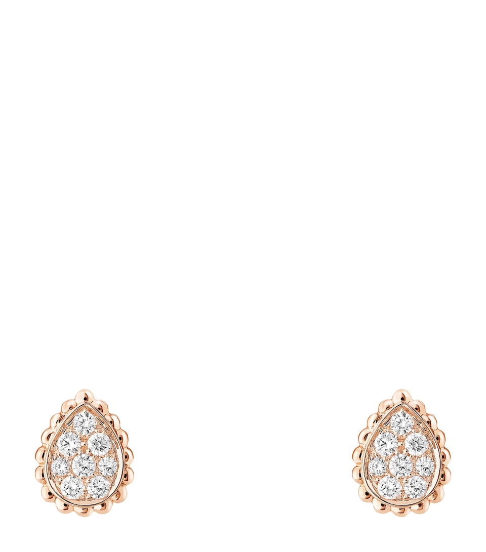Extra Small Rose Gold and Diamond Serpent Bohème Motif Earrings