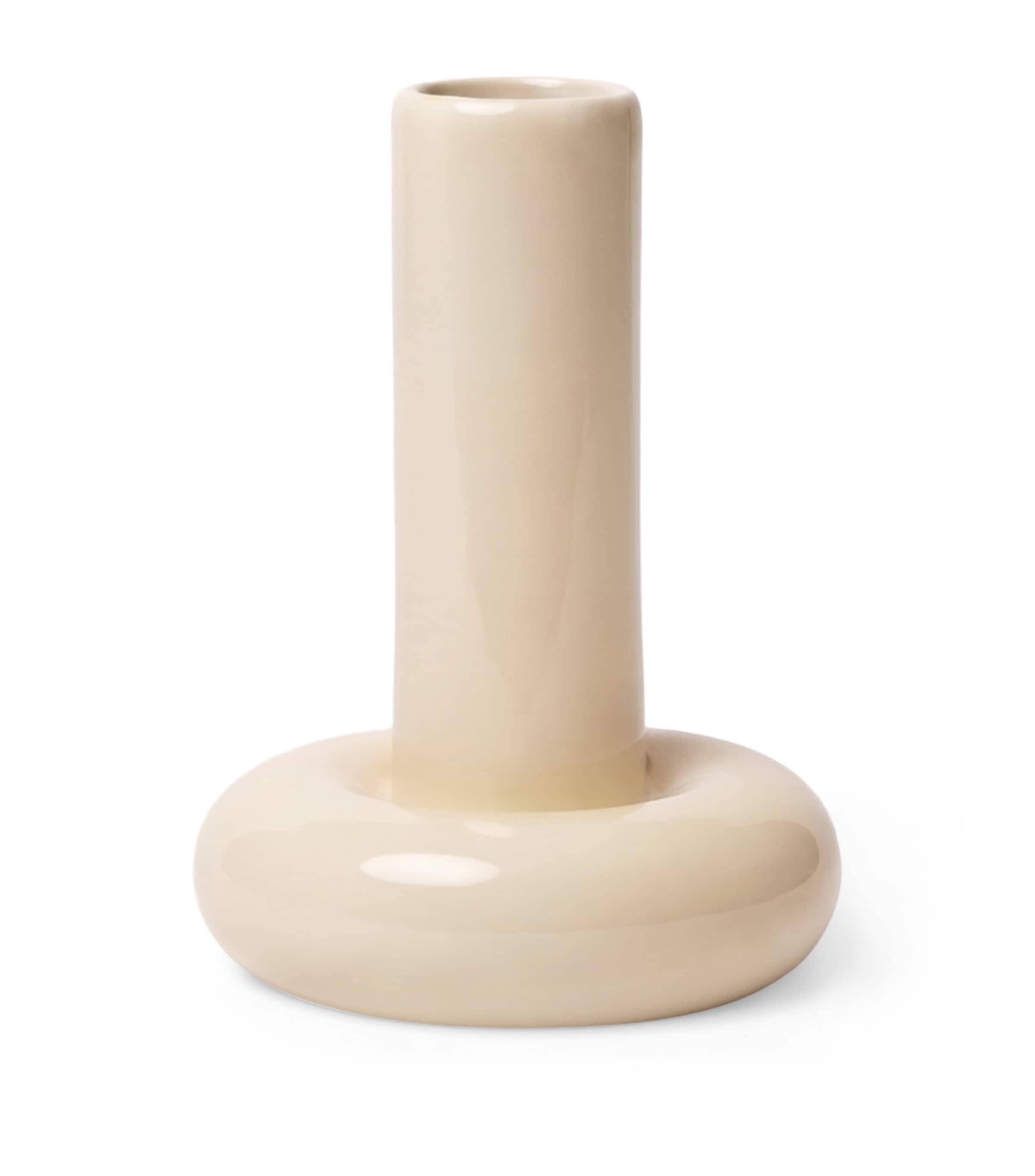 Gustaf Westman Medium Glazed Ceramic Chunky Candle Holder Cream