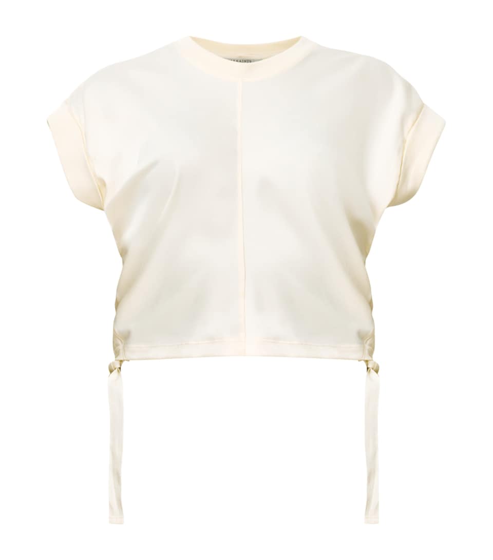 AllSaints Womens Satin Mira T-Shirt Tofu White