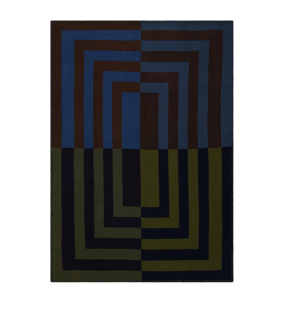 Begg x Co Merino Wool Maze Blanket (137cm x 200cm) Blue Mocha