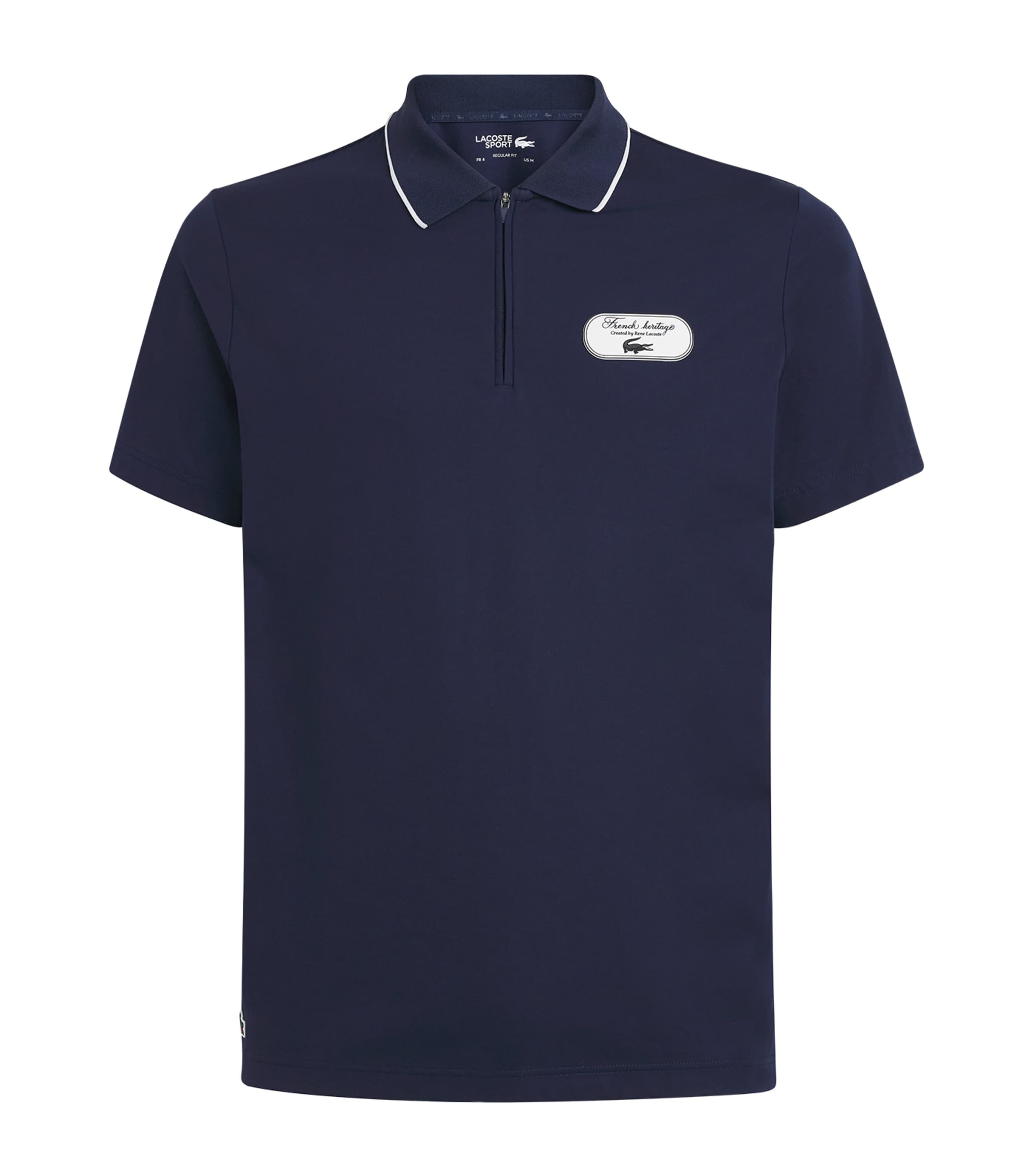 Lacoste Mens Ultra Dry Tennis Heritage Polo Shirt Marine Blanc