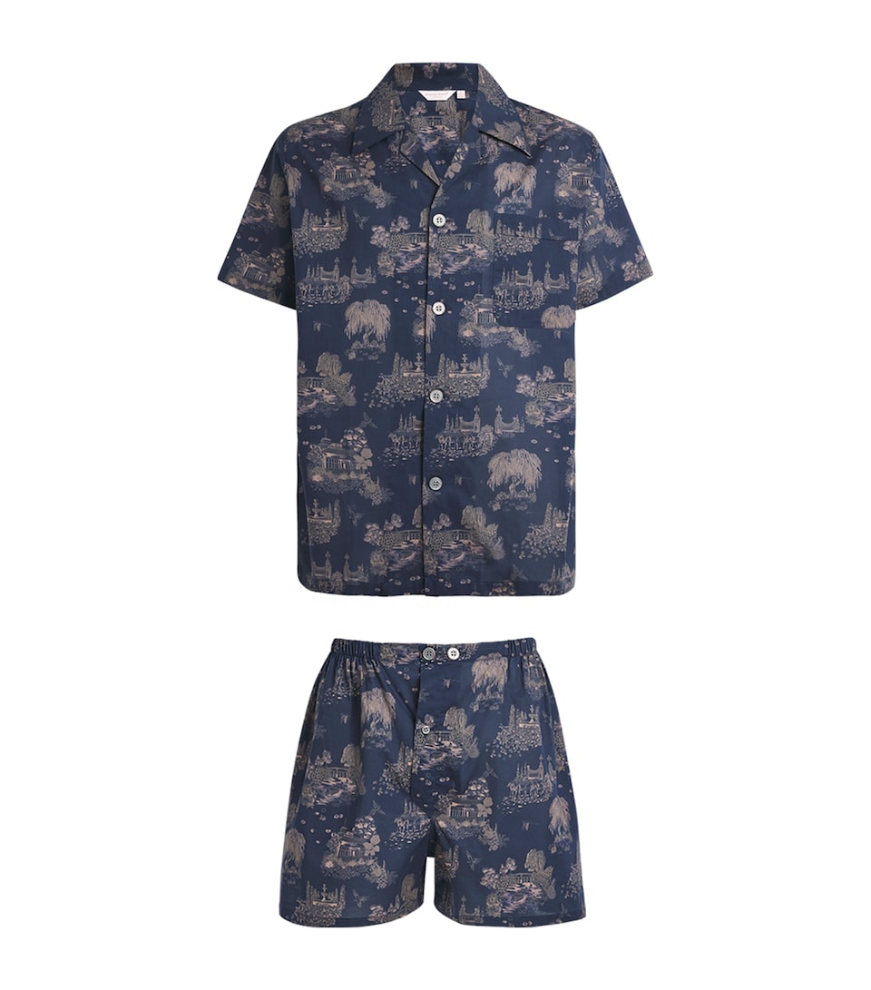 Derek Rose Mens Cotton Ledbury Pyjama Set Nav