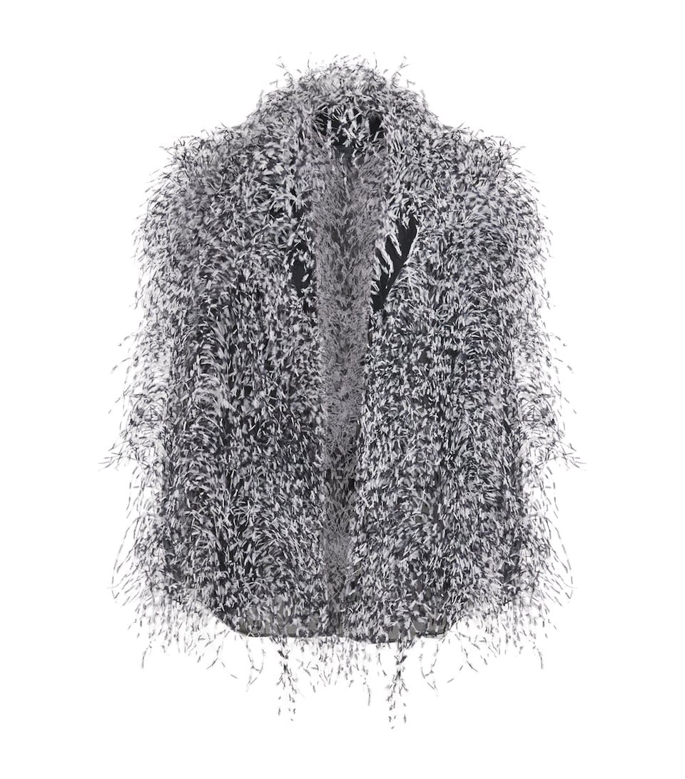 LAPOINTE Womens Marbled Ostrich Feather Jacket Black/white