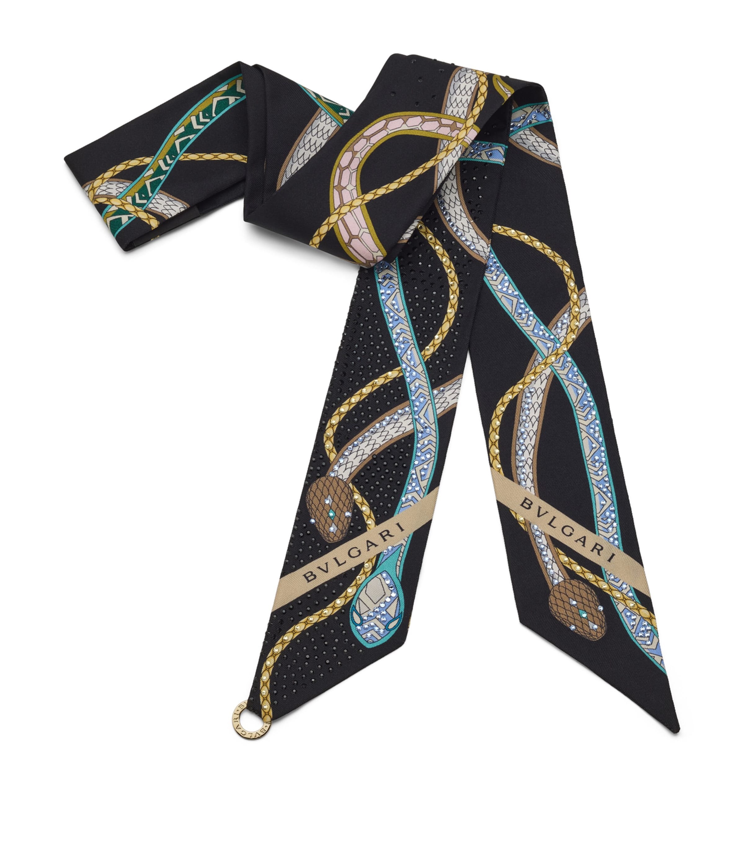 Bvlgari Silk Serpenti 75 Skinny Scarf Black
