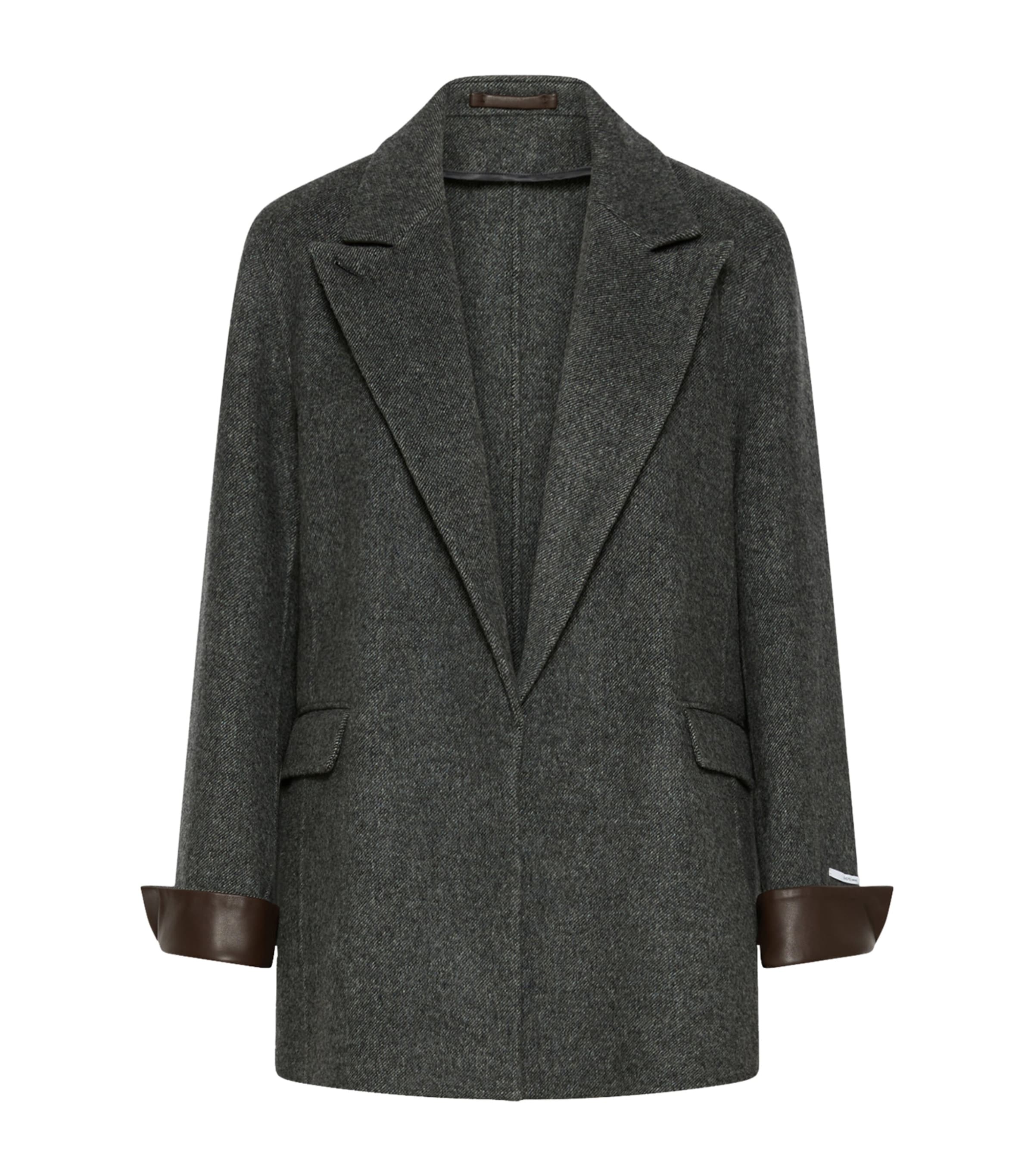 Marella Womens Wool Single-Breasted Blazer Melange Dark Grey