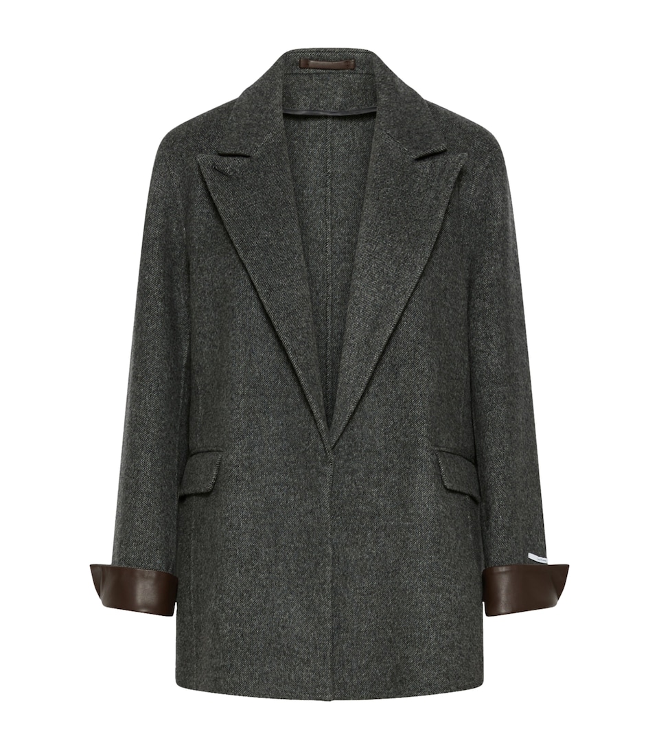 Marella Womens Wool Single-Breasted Blazer Melange Dark Grey