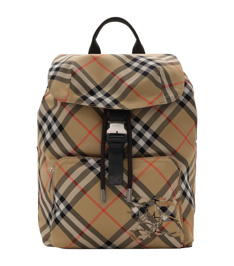 Burberry Check Print Backpack Sand