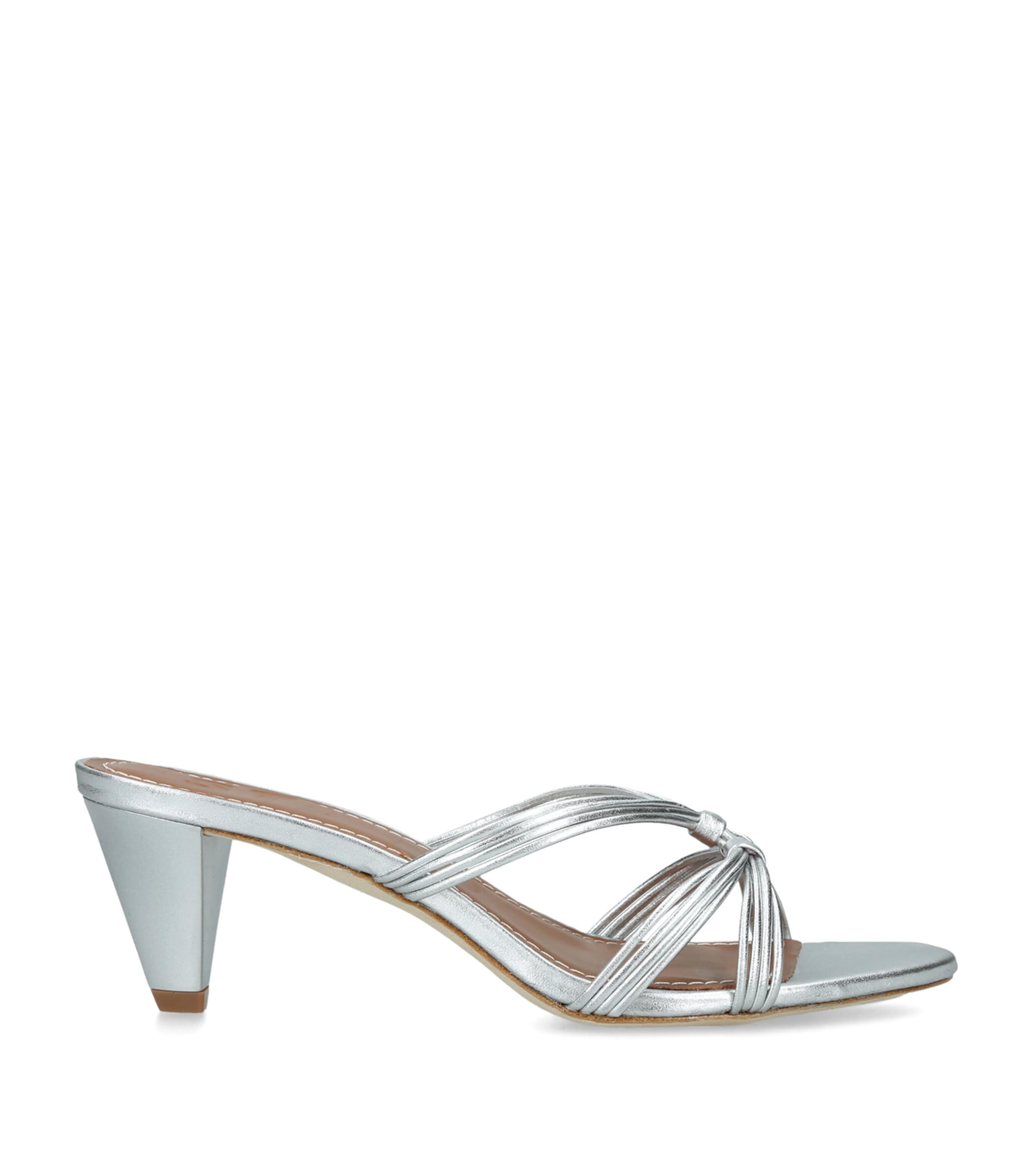 STAUD Leather Carrie Mules 60 Silver