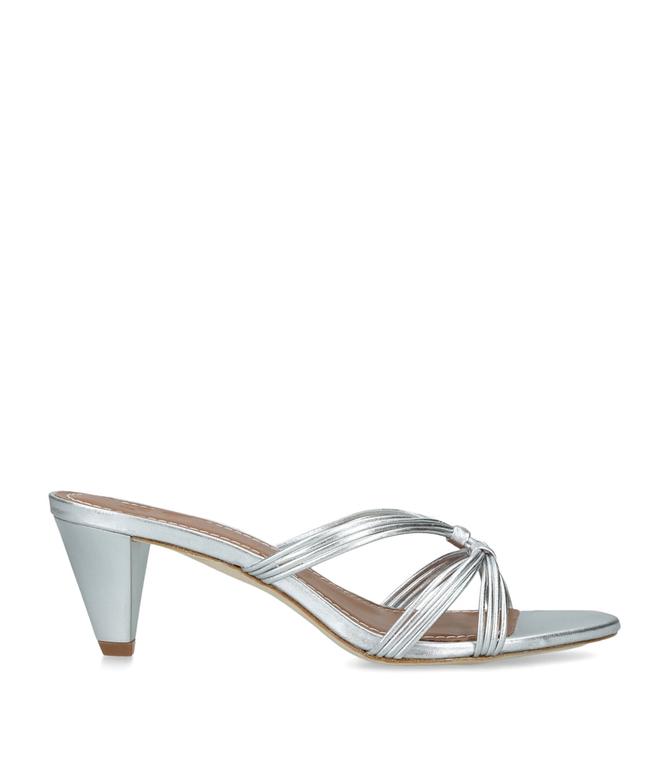 STAUD Leather Carrie Mules 60 Silver
