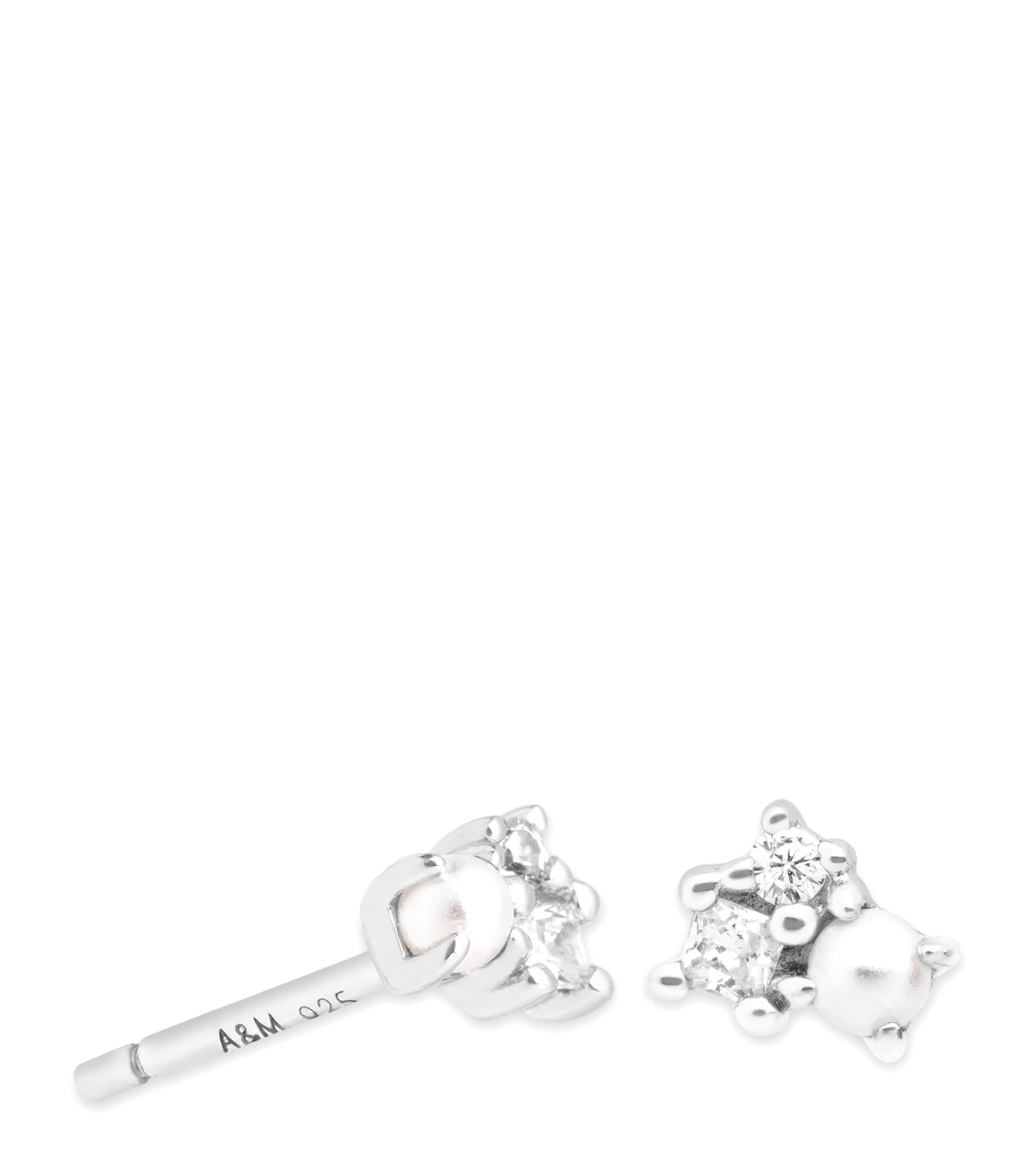 Sterling Silver Embellished Stud Earrings