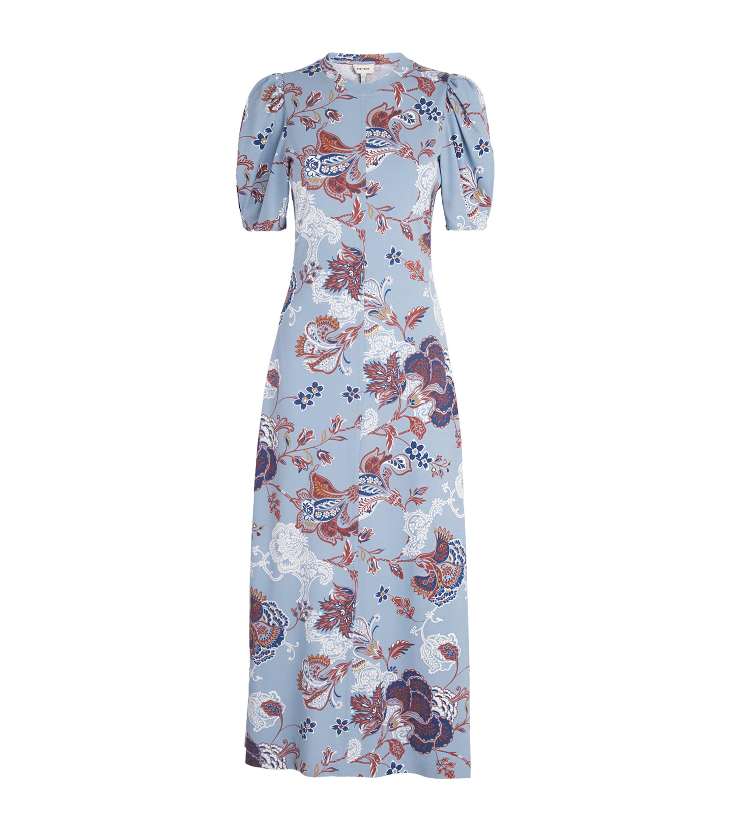 ME+EM Womens Organic Cotton Paisley Maxi Dress Blue Multi