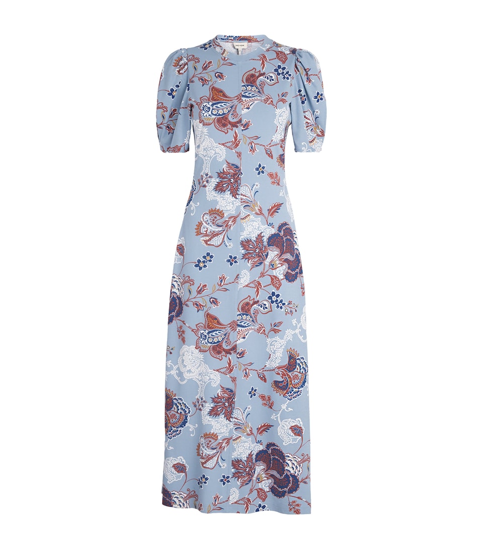 ME+EM Womens Organic Cotton Paisley Maxi Dress Blue Multi