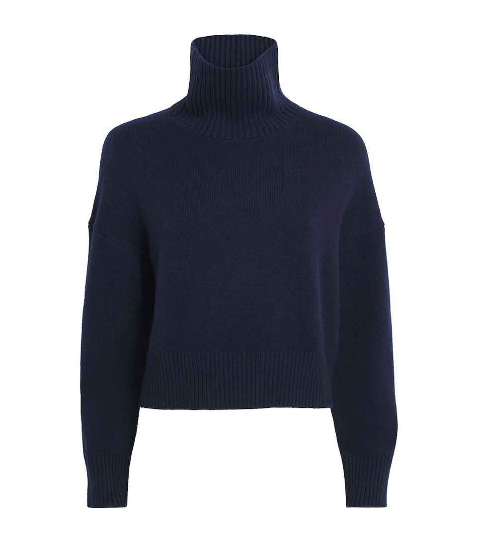 Maje Womens Cashmere-Blend High-Neck Sweater Navy