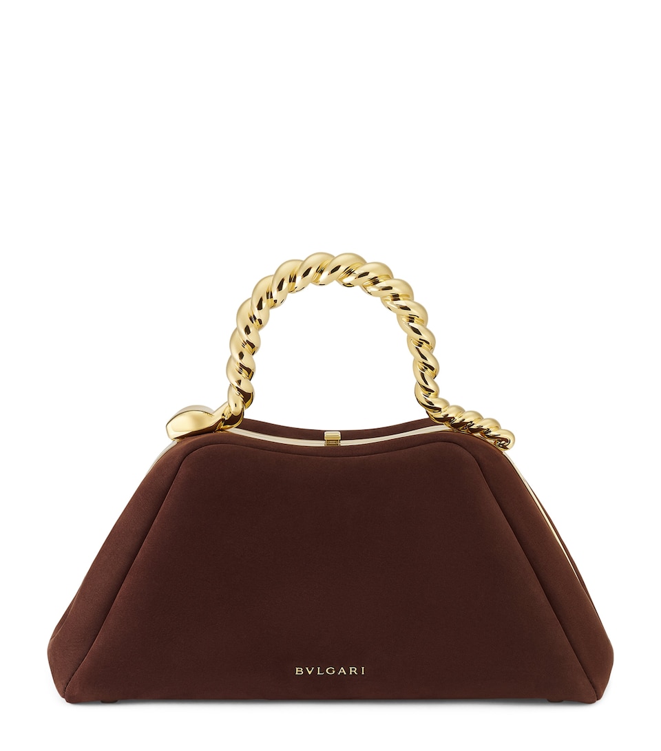 x Geraldine Guyot Small Nubuck Leather Serpentine Top-Handle Bag