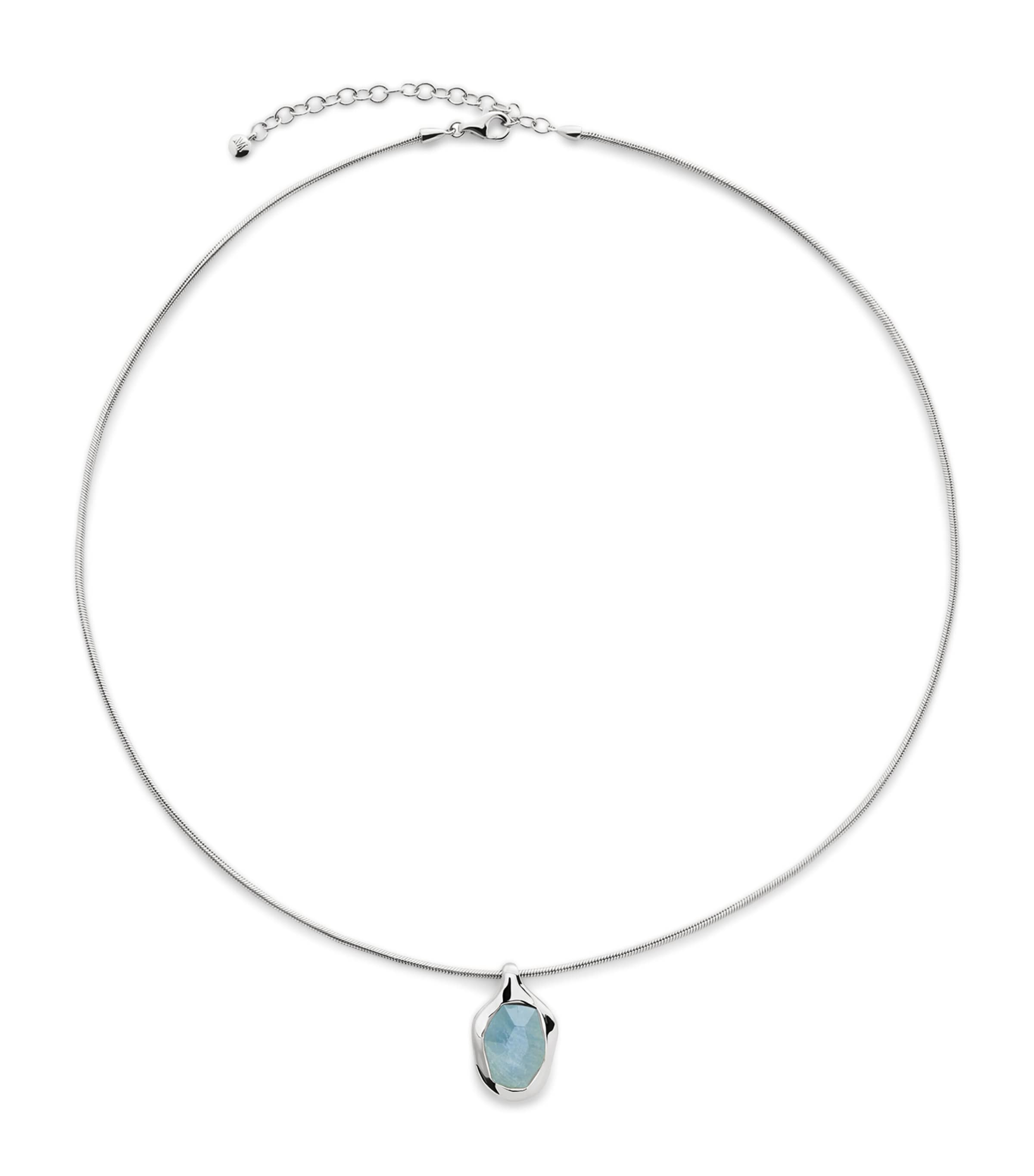 Monica Vinader Sterling Silver and Aquamarine Odyssey Gemstone Necklace Blue