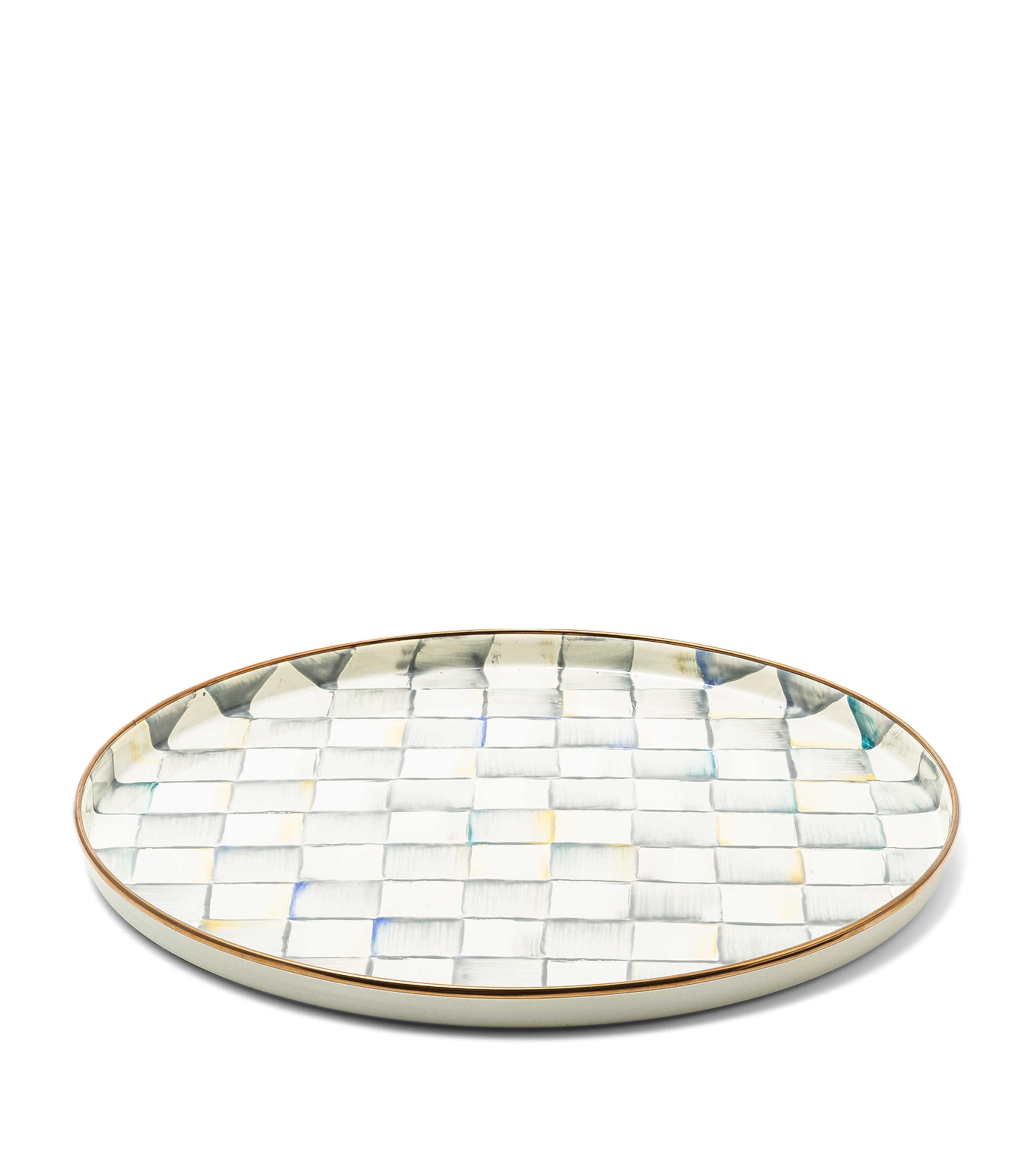 MacKenzie-Childs Sterling Check Round Tray (37cm) Grey