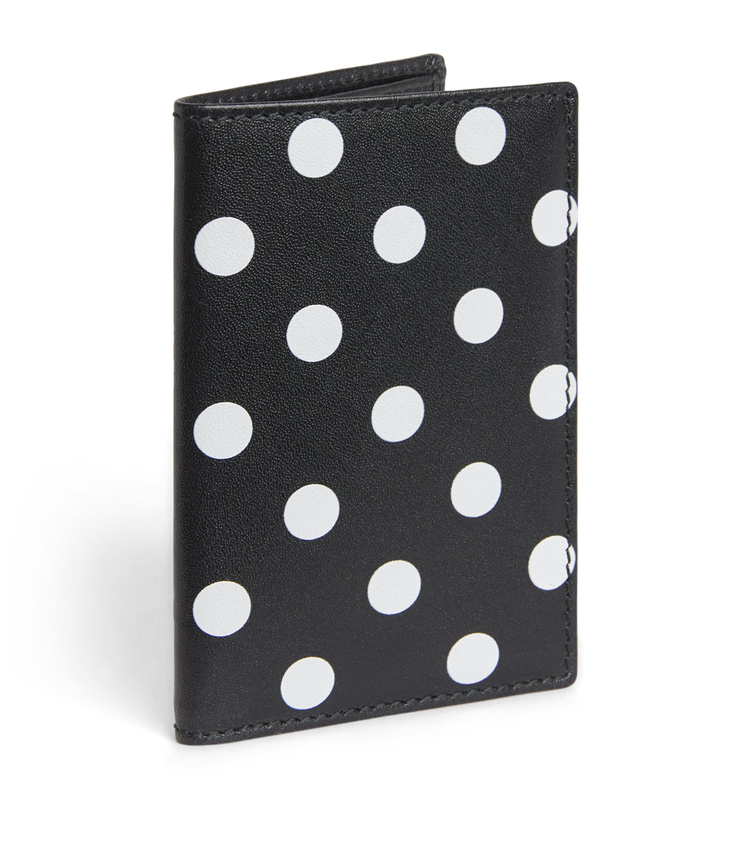 Comme Des Garçons Wallet Leather Polka-Dot Card Holder Black