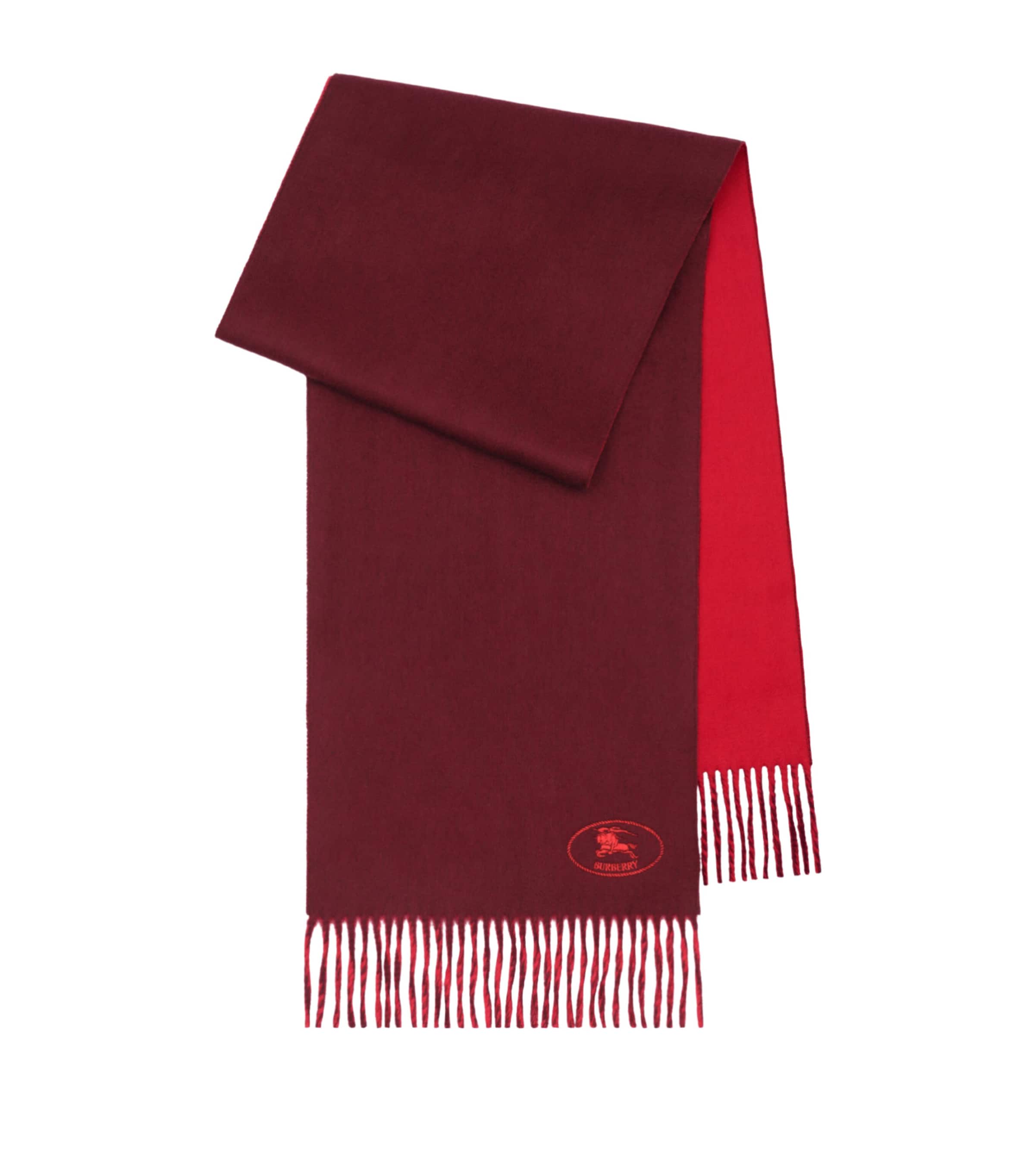 Burberry Cashmere EKD Stamp Scarf Oxblood/post