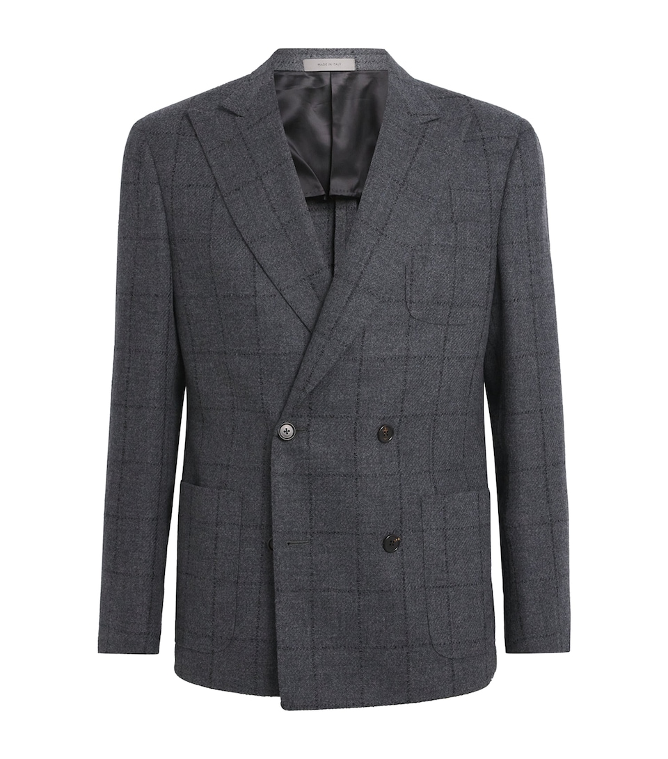 Virgin Wool-Cashmere Check Blazer