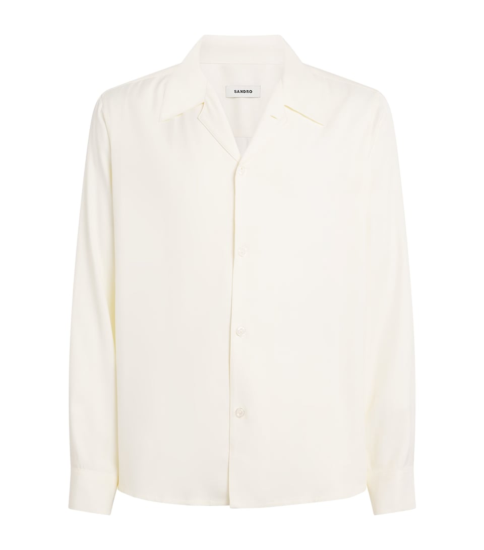 Sandro Paris Mens Notched-Collar Shirt White