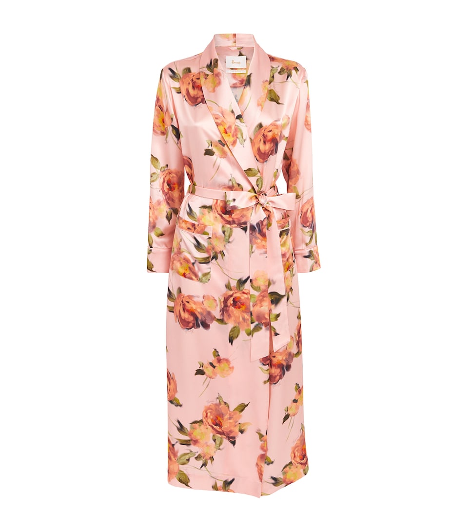 Harrods Womens Silk Midnight Rose Night Robe Pink