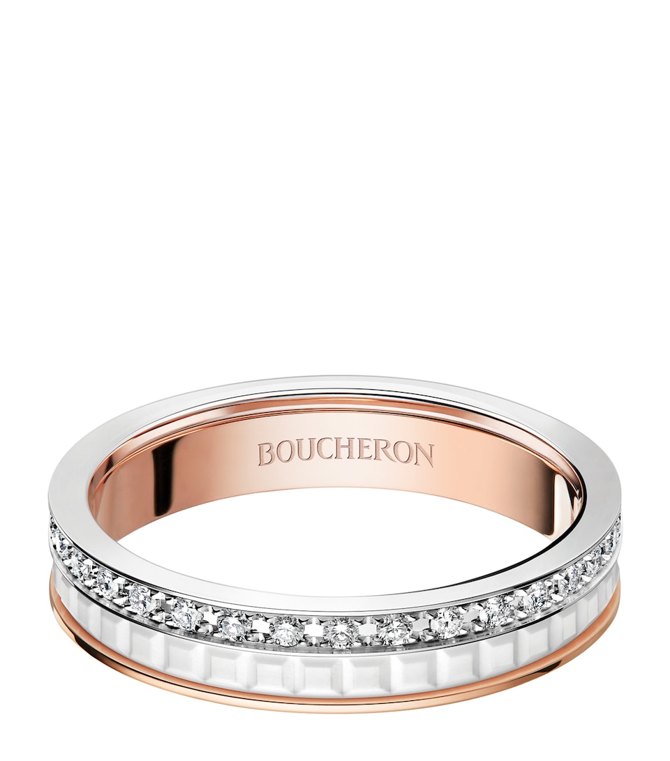 Rose Gold, White Gold and Diamond Quatre White Edition Wedding Band