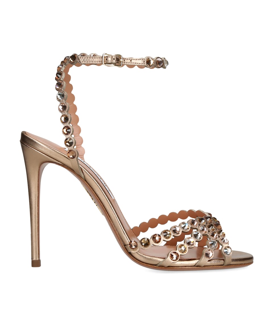 Aquazzura Leather Tequila Sandals 105 Bronze