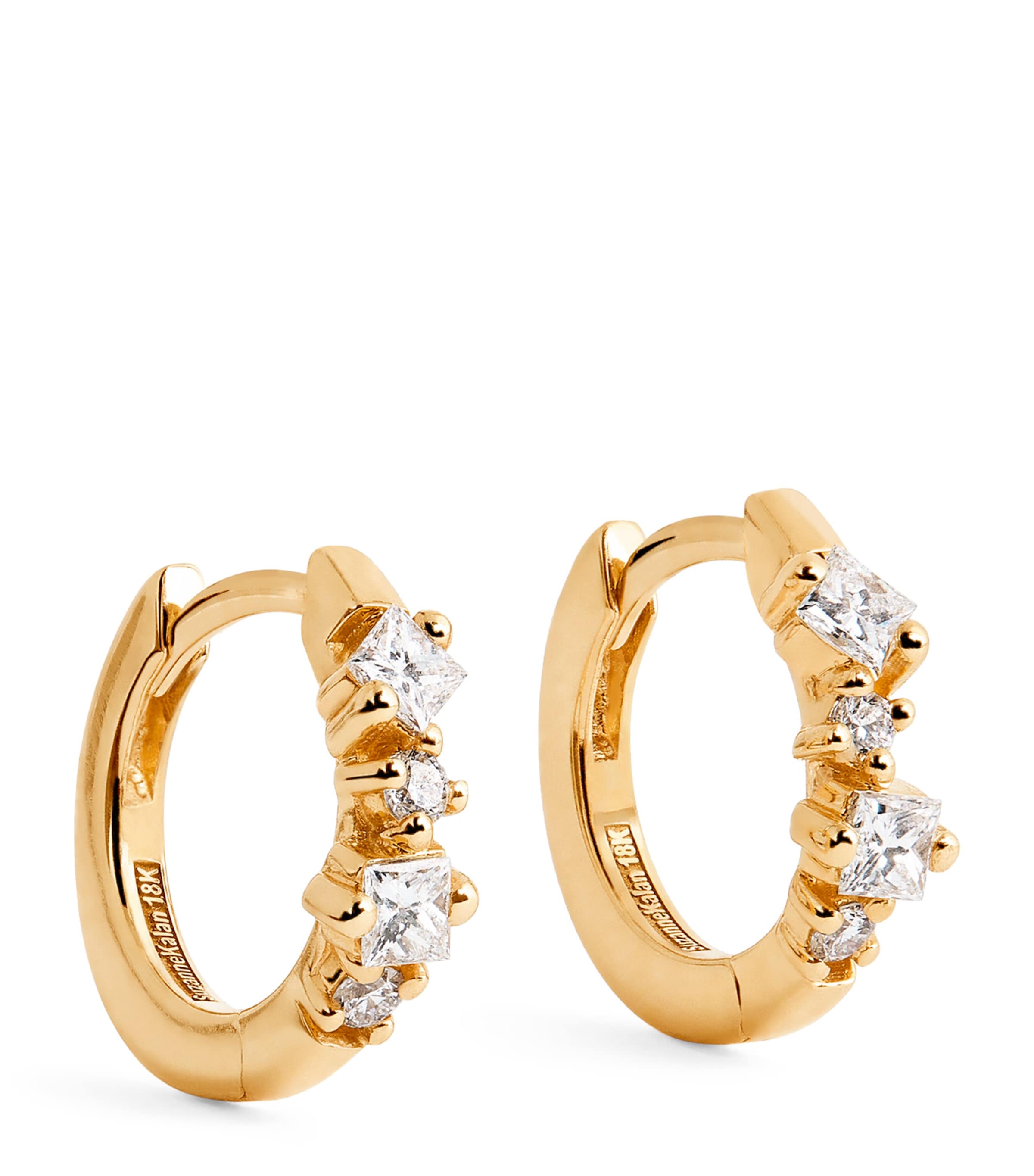 Yellow Gold and Diamond Princess Huggie Earrings