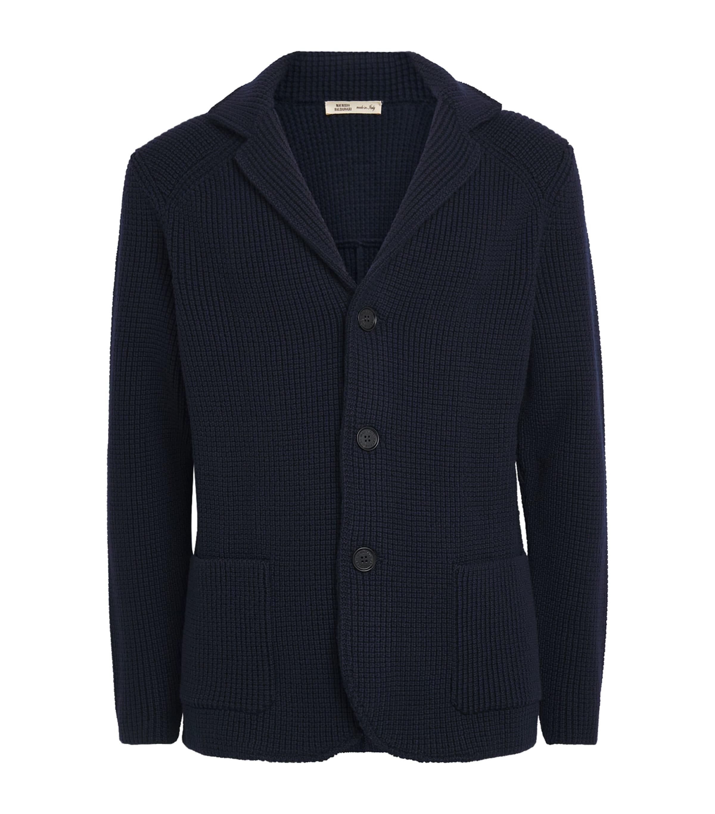 Maurizio Baldassari Mens Virgin Wool Brenta Shacket Full Dark Blue