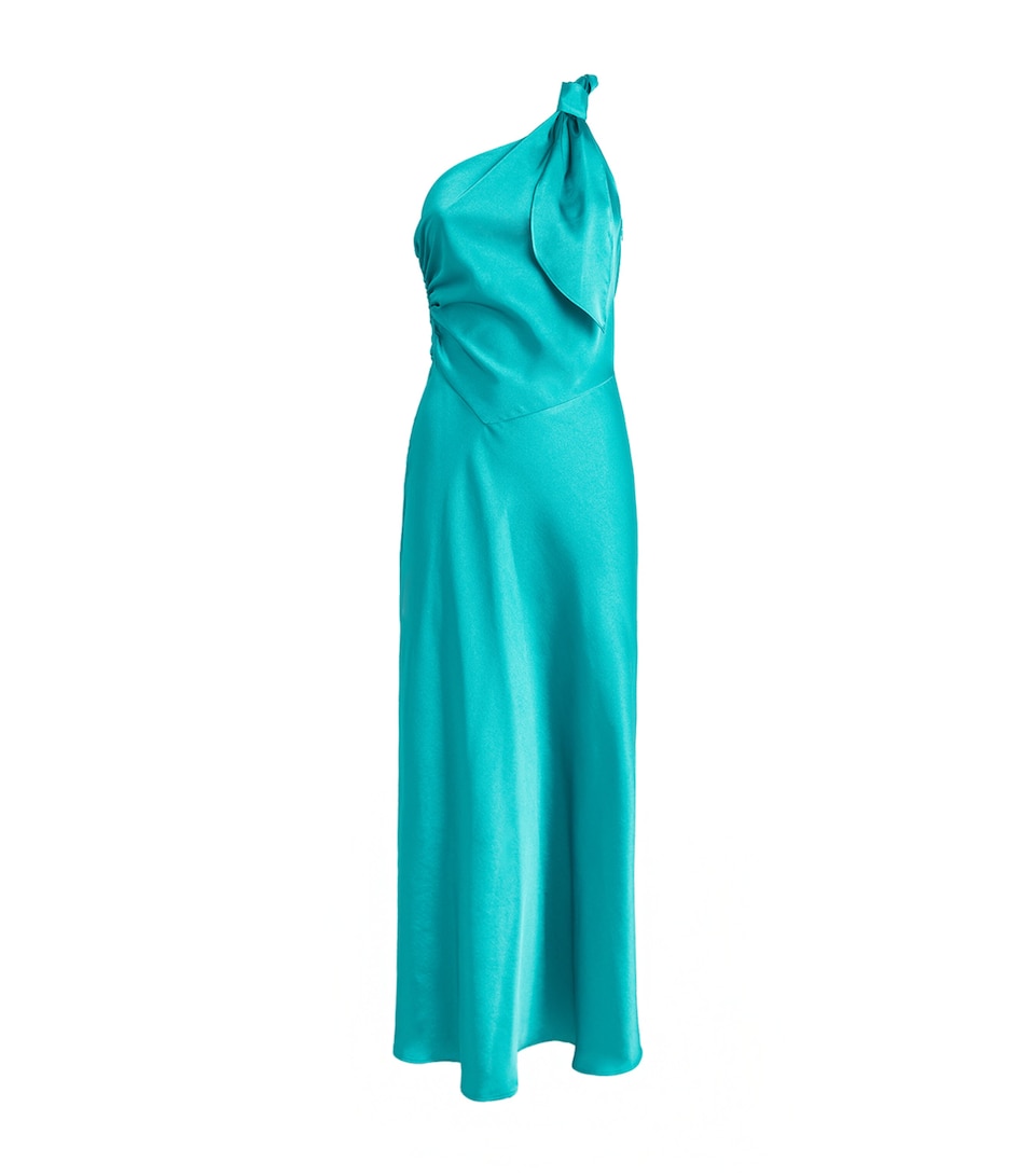 Sandro Paris Womens Satin Asymmetric Midi Dress Green